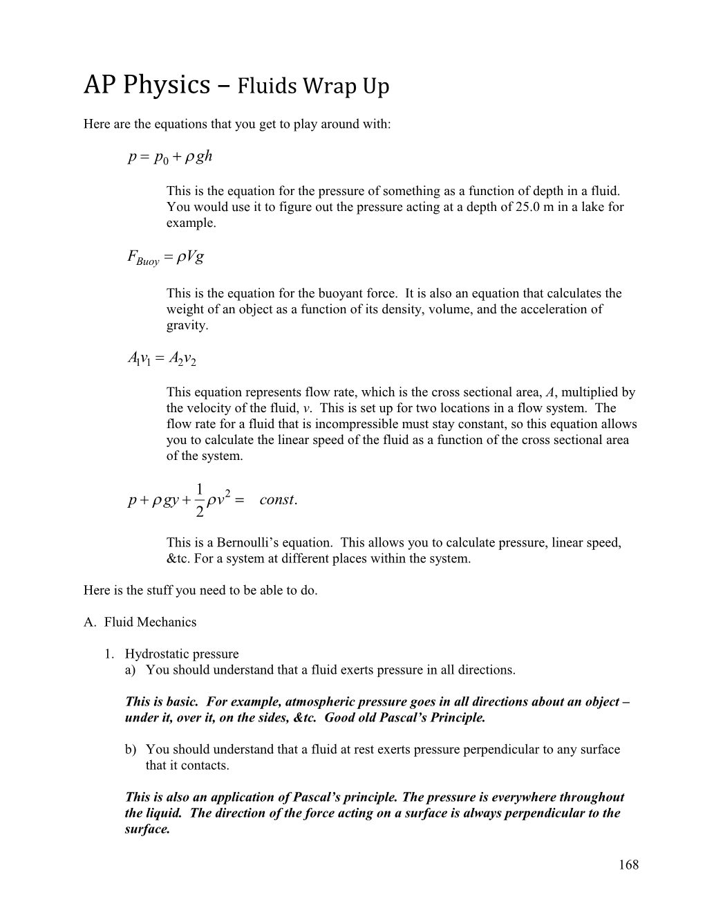 Physics II - Moving Fluids