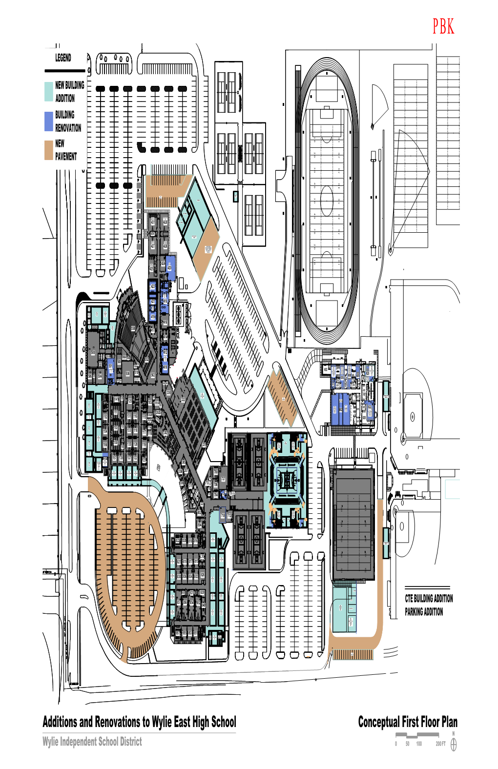 Wylie East High School Conceptual First Floor Plan N Wylie Independent School District 0 50 100 200 FT