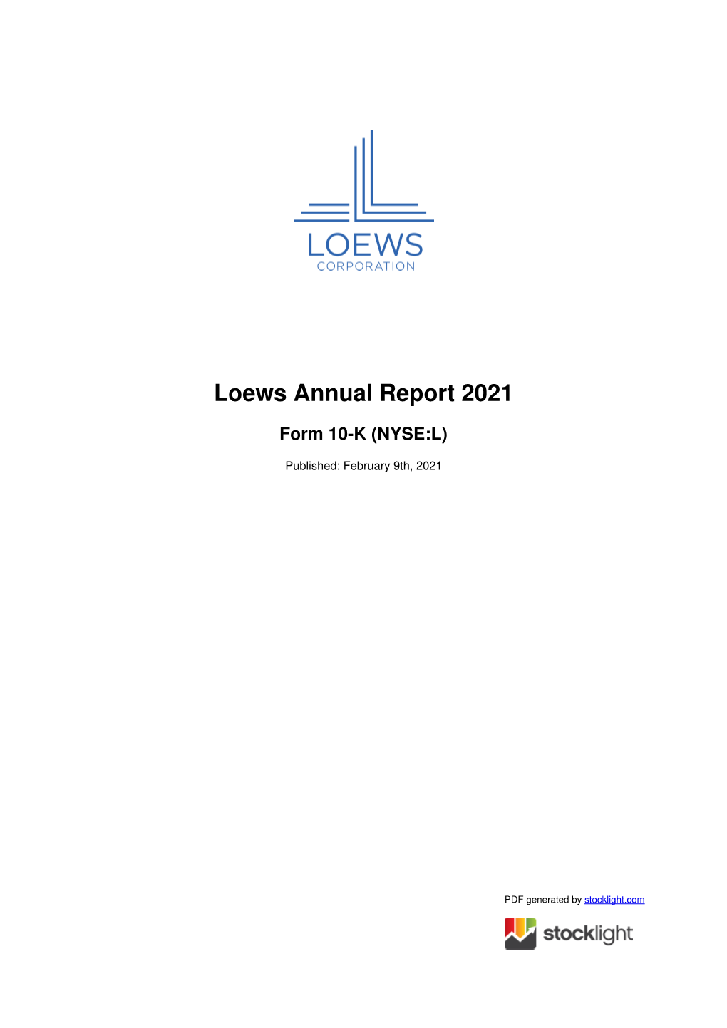Loews Annual Report 2021