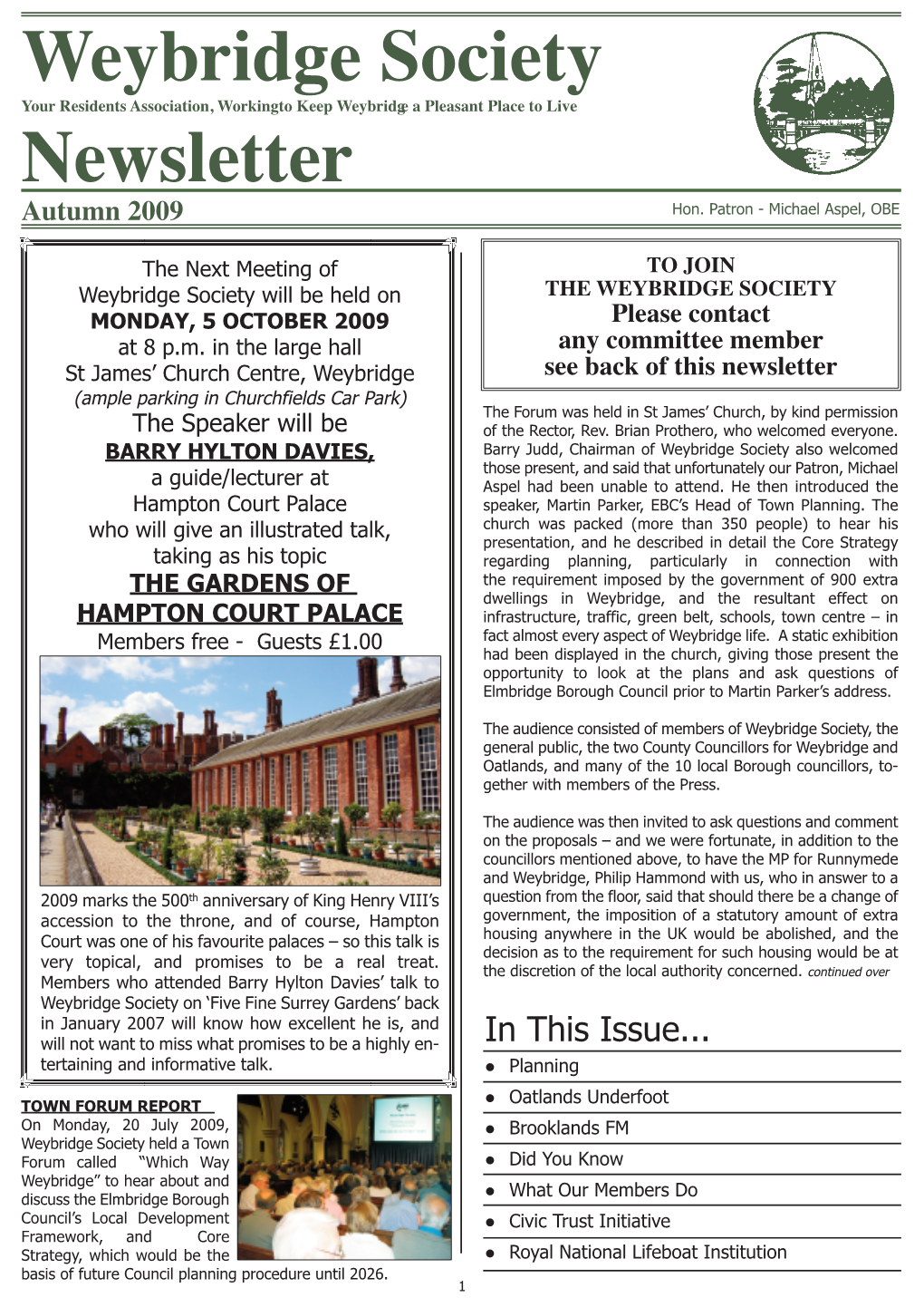 Weybridge Society Newsletter