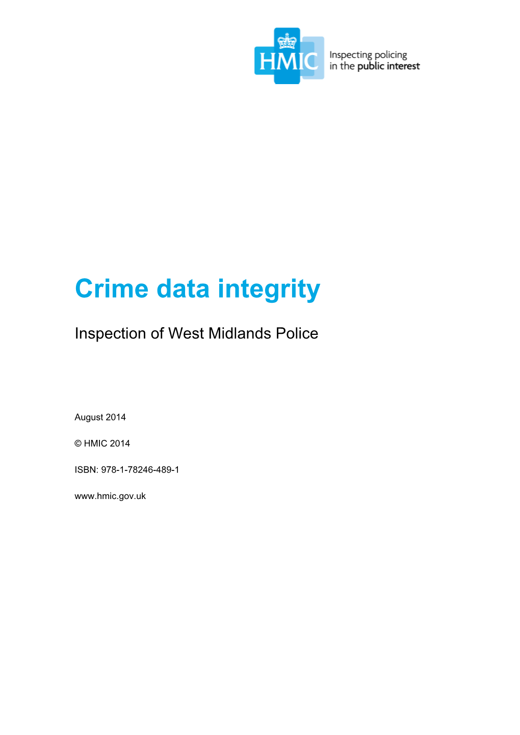 Crime Data Integrity – Inspection of West Midlands Police