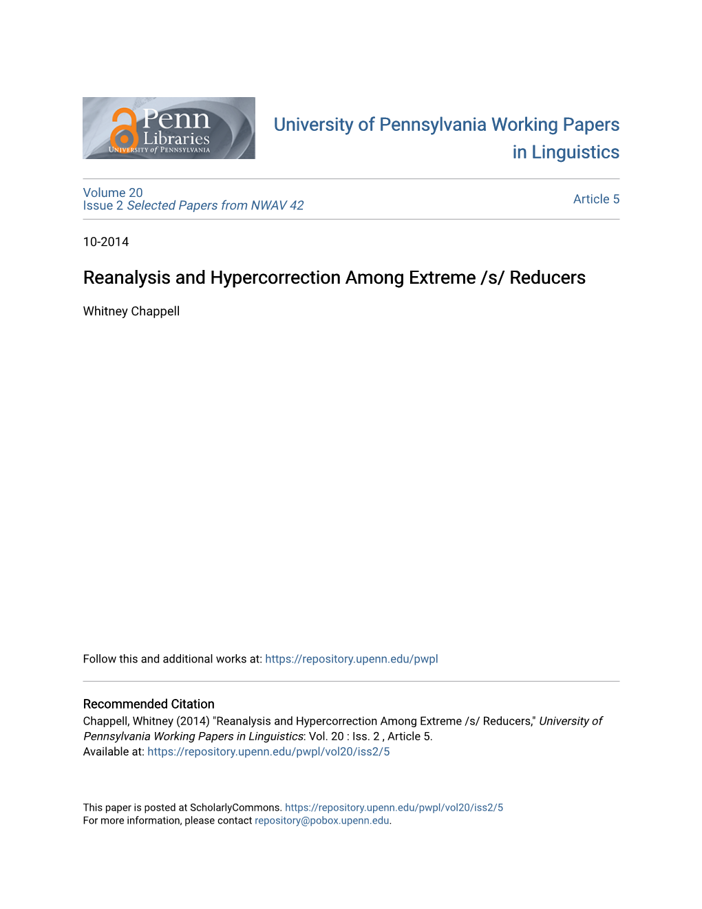 Reanalysis and Hypercorrection Among Extreme /S/ Reducers