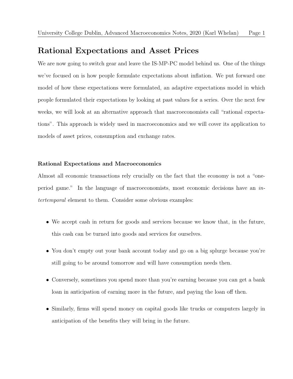Rational Expectations and Asset Prices