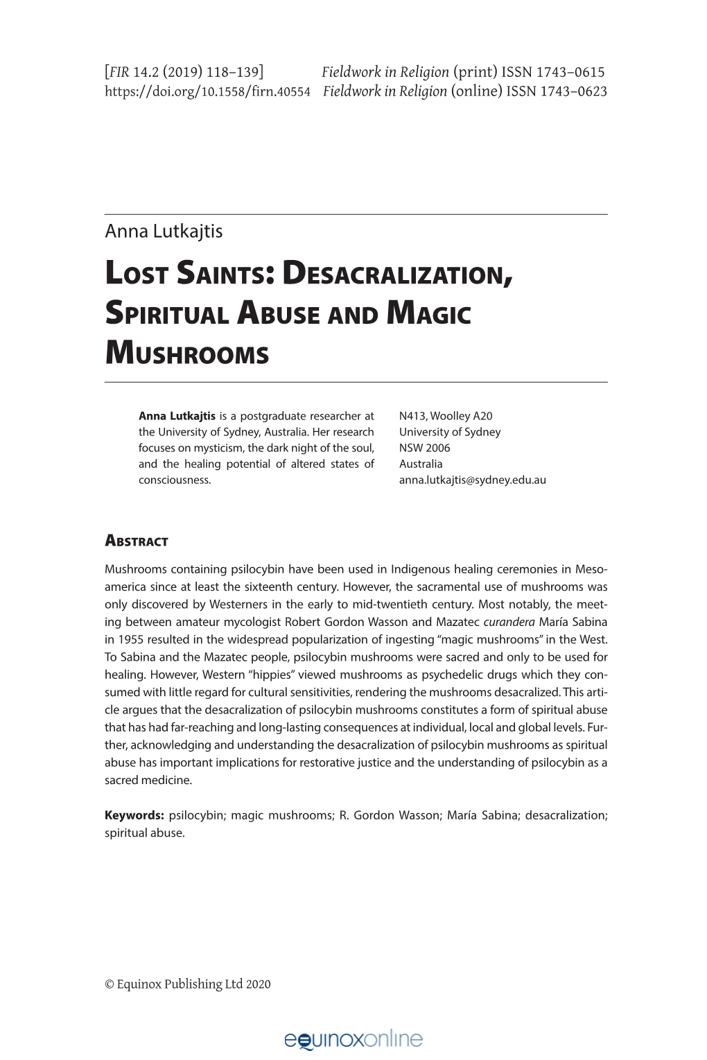 Desacralization, Spiritual Abuse and Magic Mushrooms