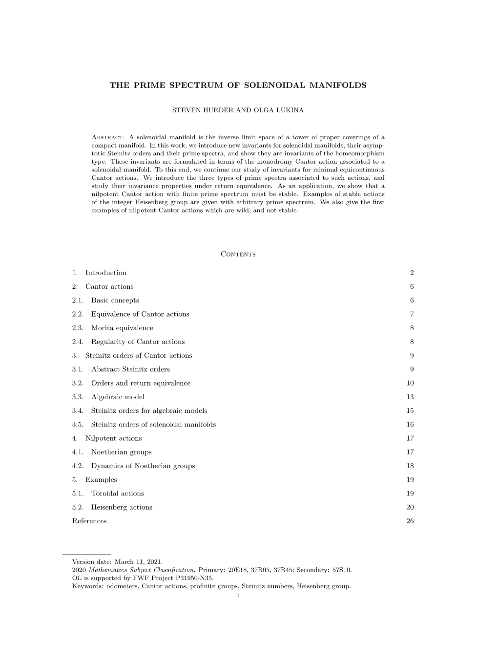 The Prime Spectrum of Solenoidal Manifolds