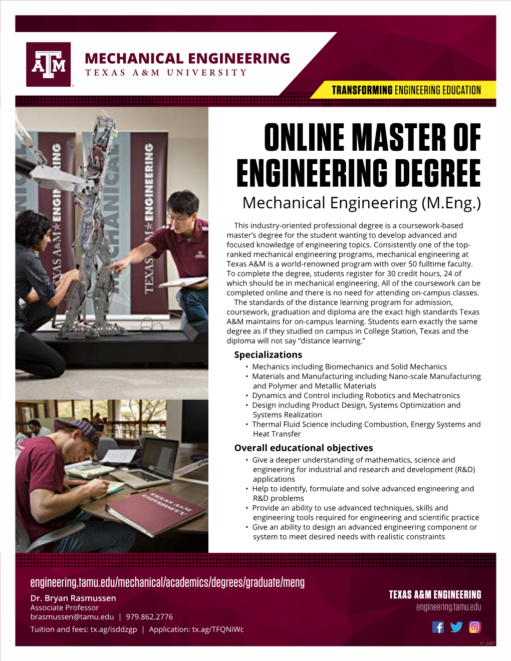 ONLINE MASTER of ENGINEERING DEGREE Mechanical Engineering (M.Eng.)