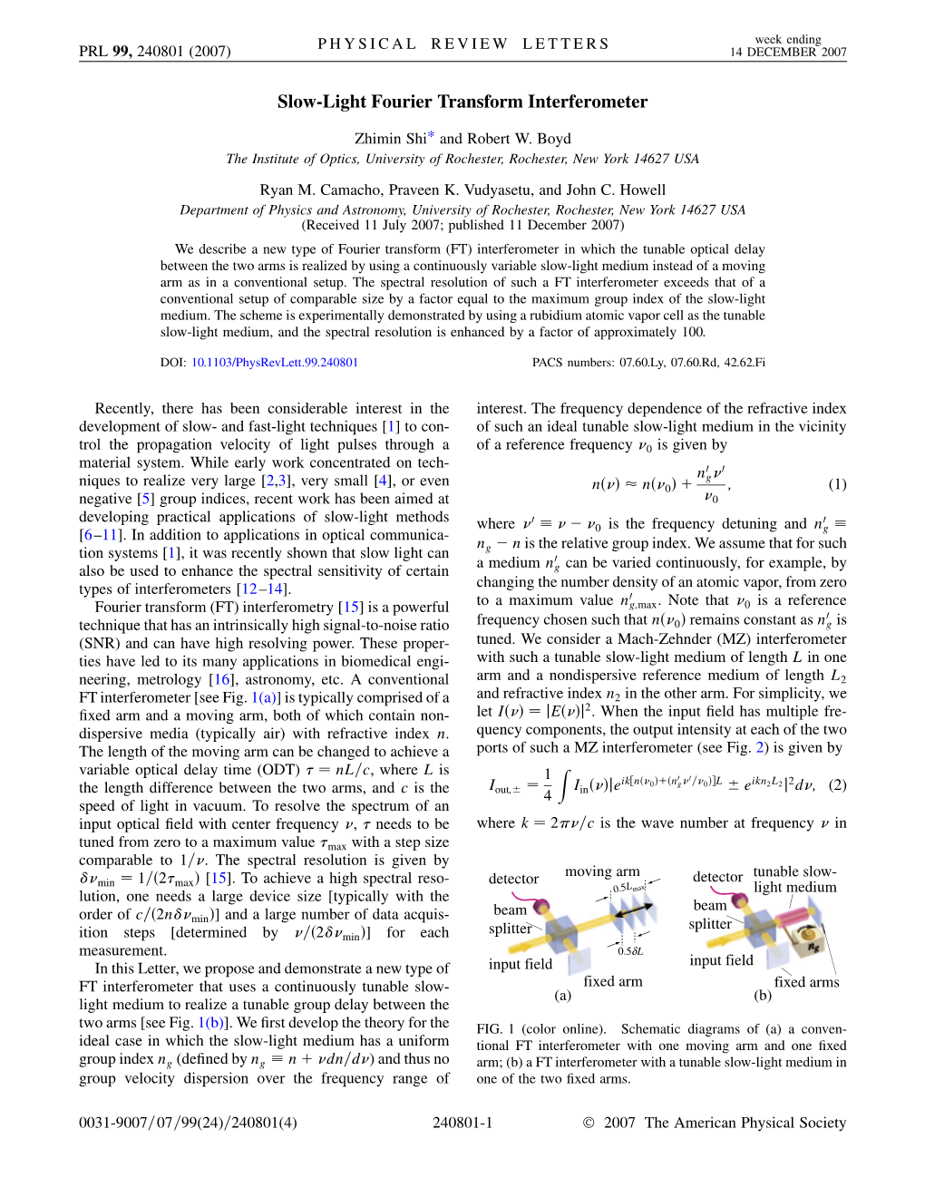 Slow-Light Fourier Transform Interferometer