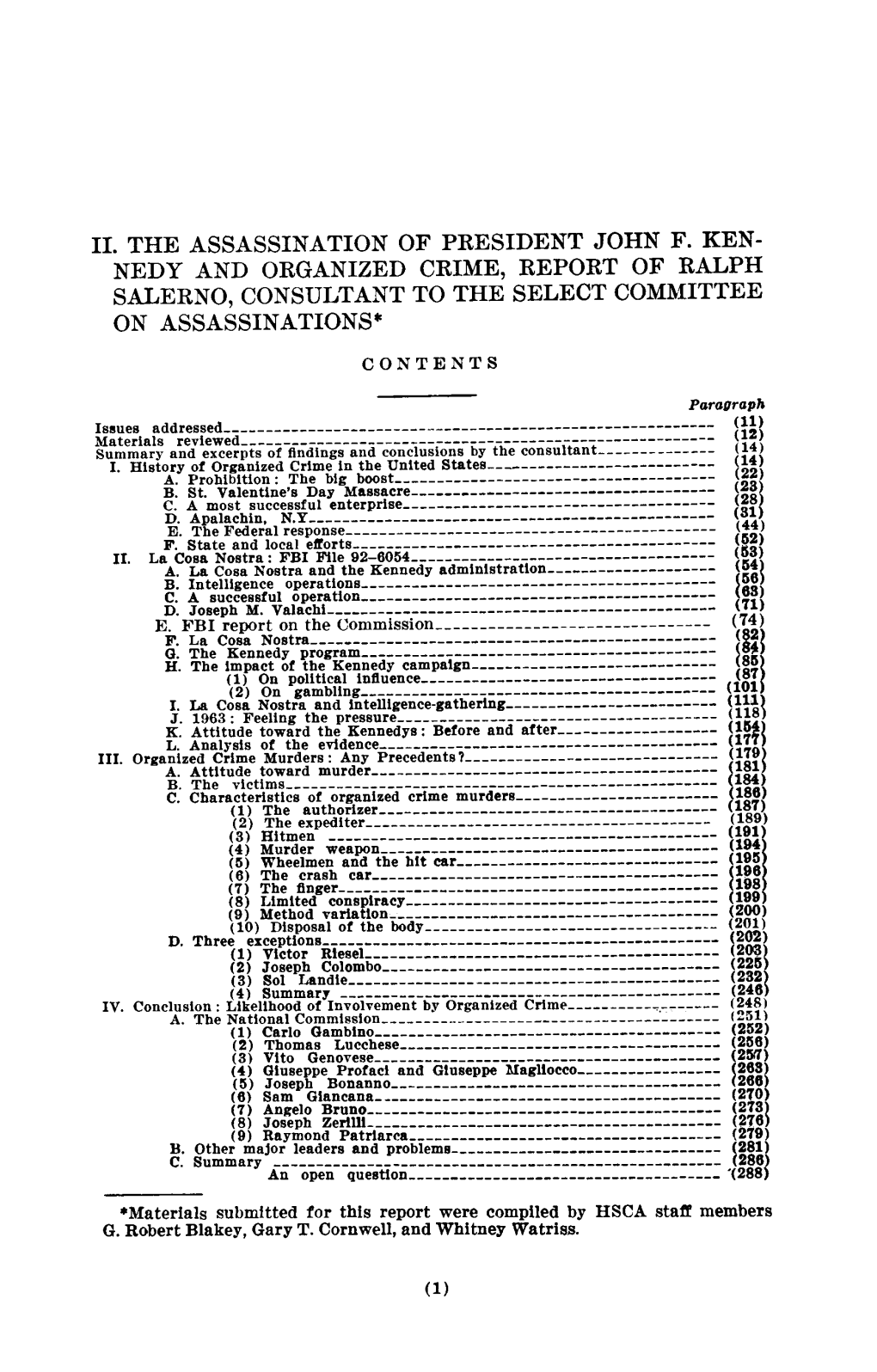 HSCA Volume IX: II. the Assassination Of