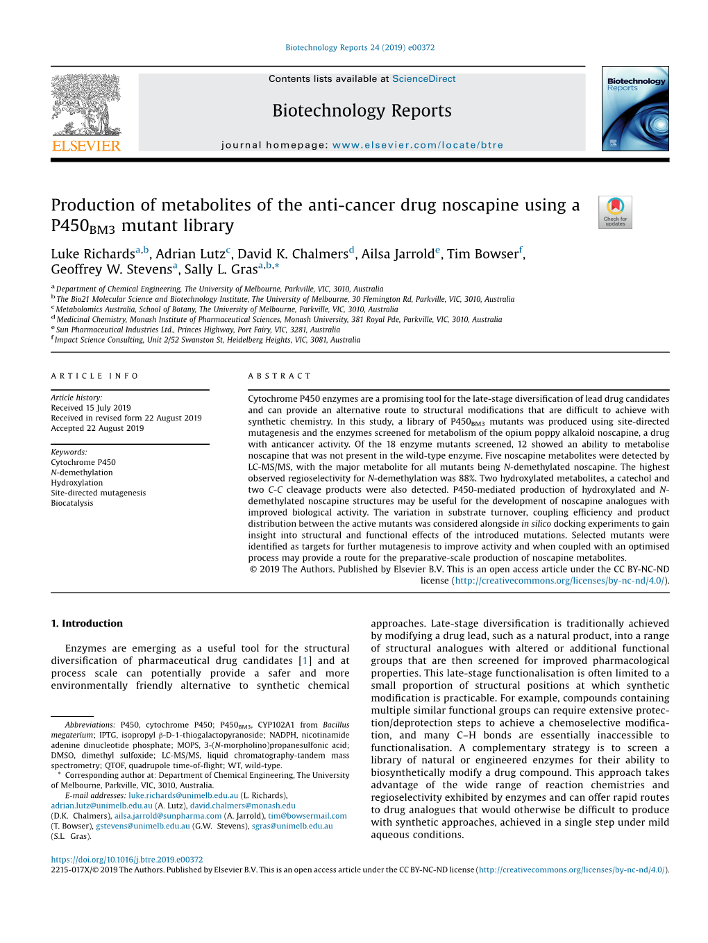 Biotechnology Reports 24 (2019) E00372