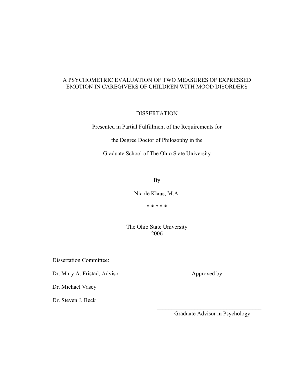 A Psychometric Evaluation of Two Measures of Expressed Emotion in Caregivers of Children with Mood Disorders