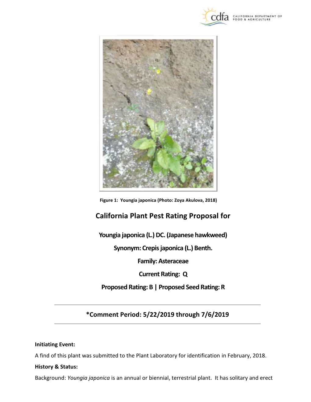 California Plant Pest Rating Proposal For