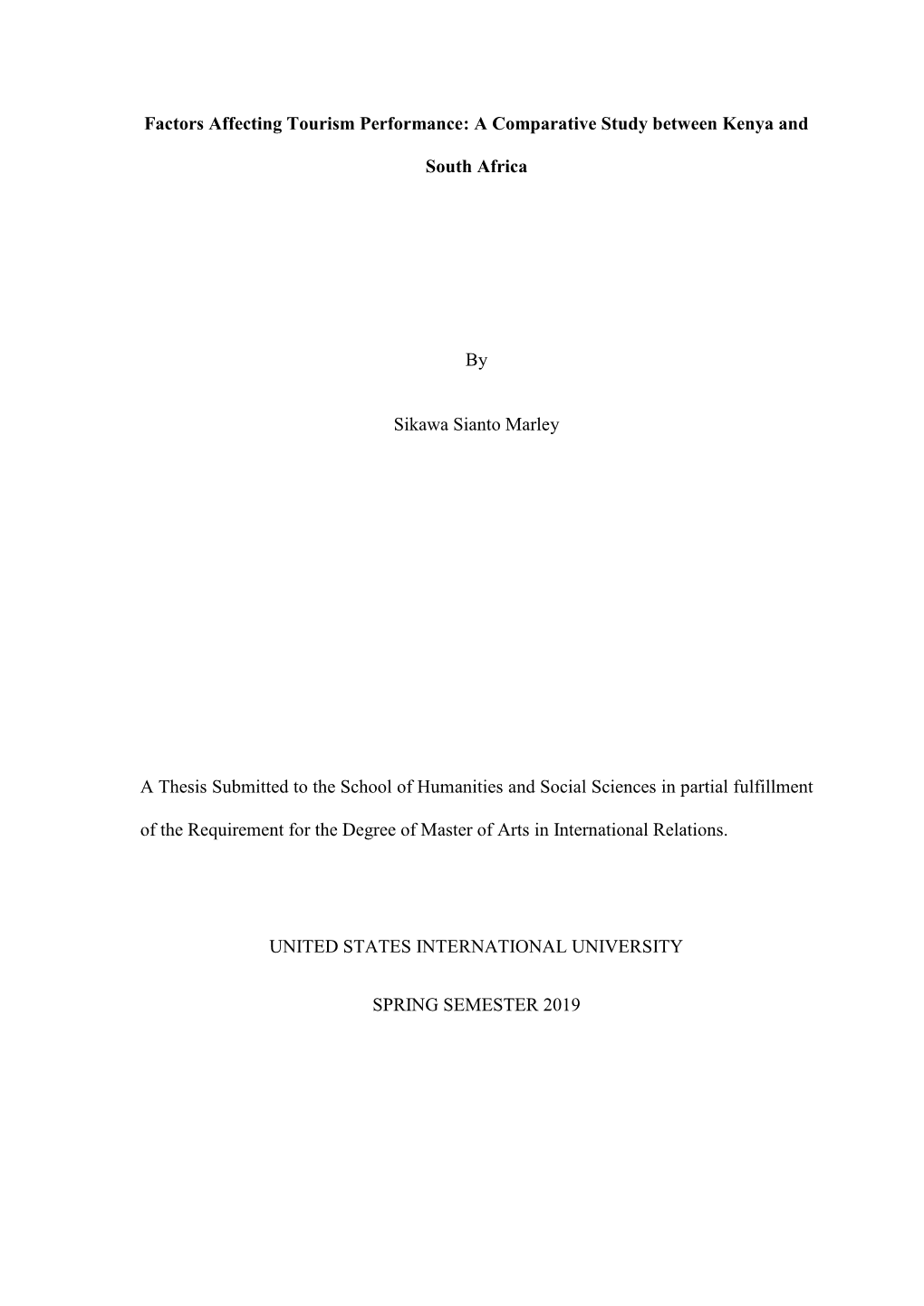 Factors Affecting Tourism Performance: a Comparative Study Between Kenya And