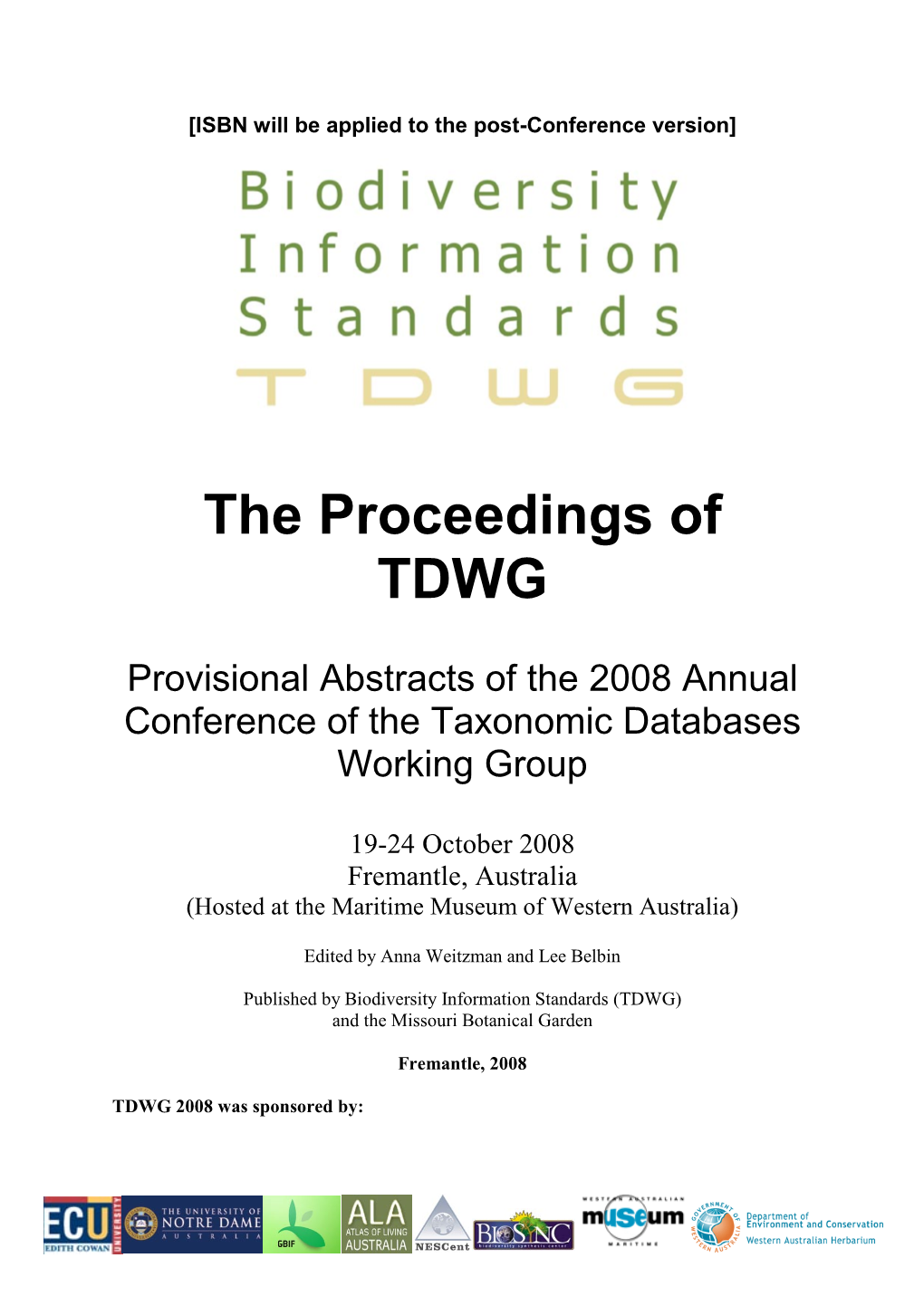 The Proceedings of TDWG