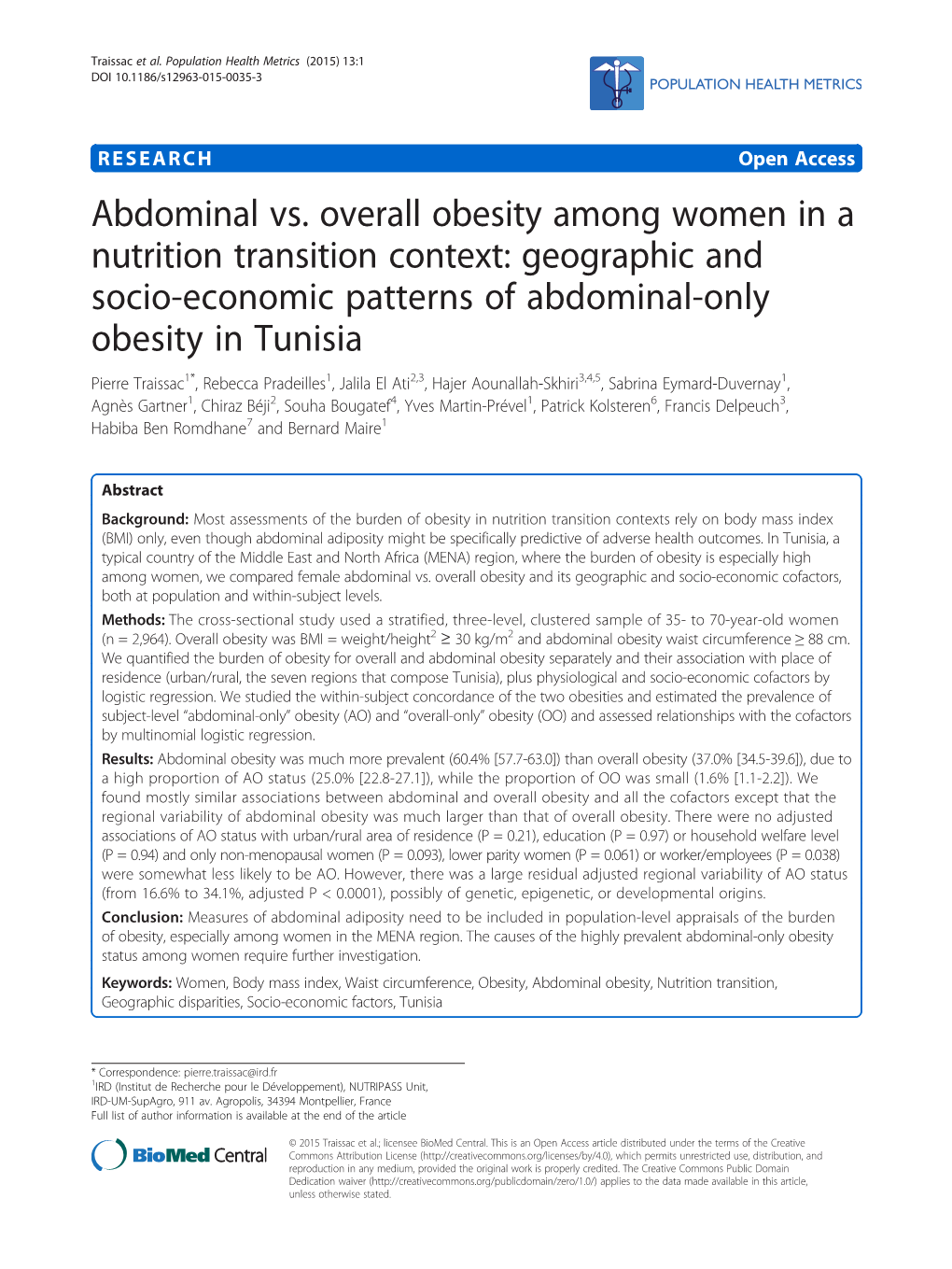 Abdominal Vs. Overall Obesity Among Women in a Nutrition Transition Context