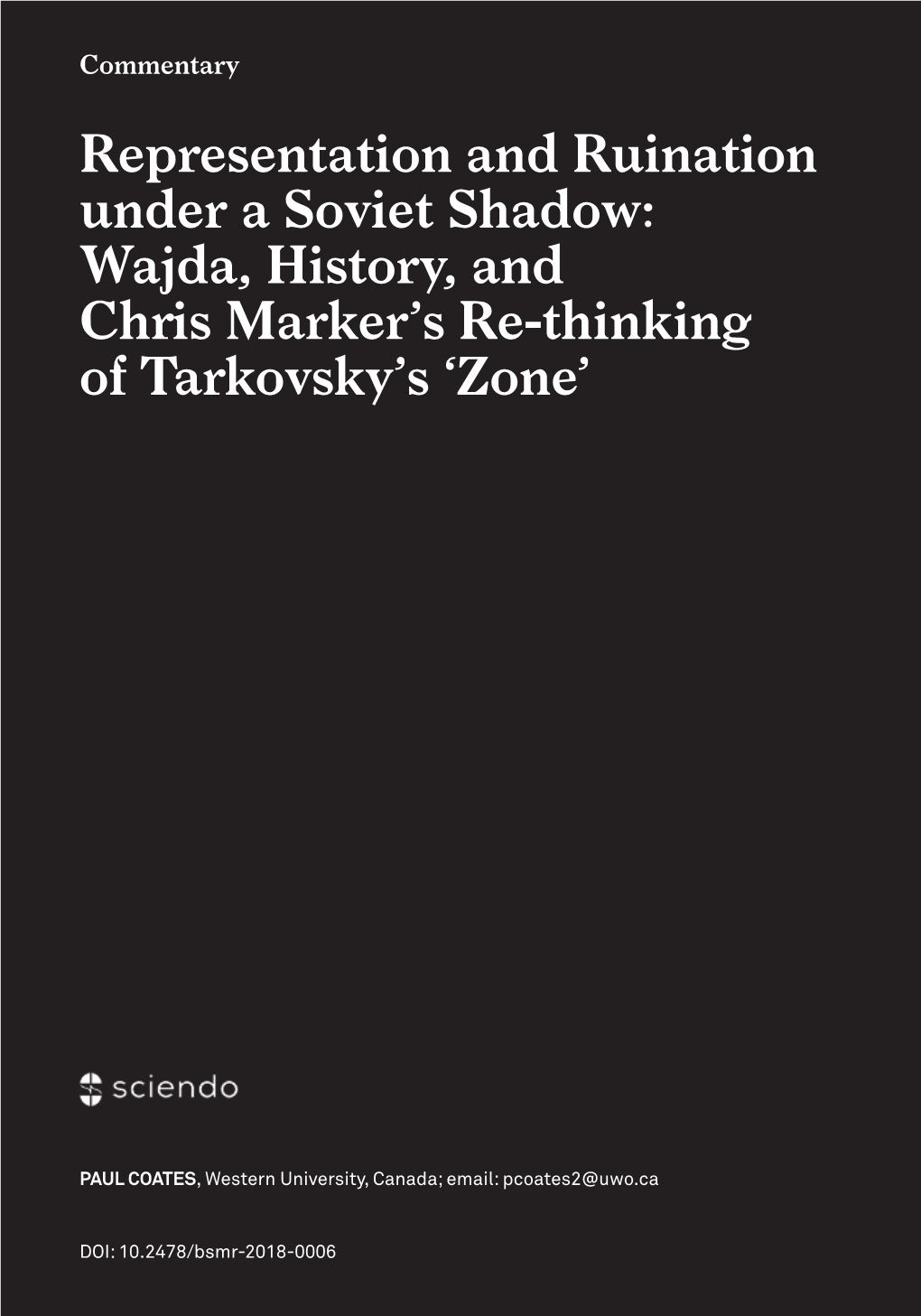 Wajda, History, and Chris Marker's Re-Thinking of Tarkovsky's