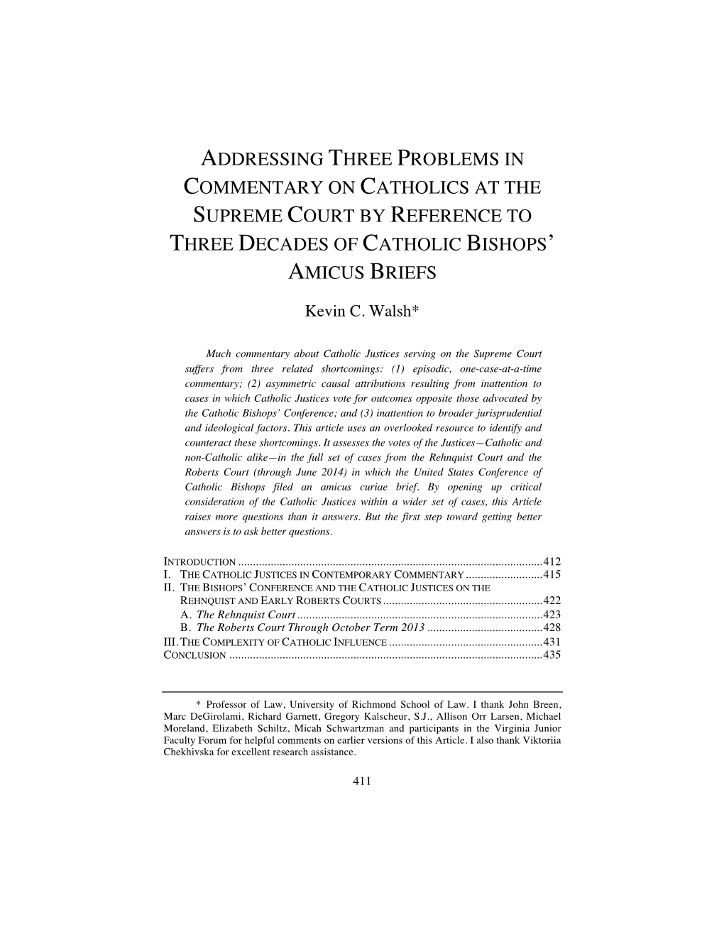 Addressing Three Problems in Commentary on Catholics at the Supreme Court by Reference to Three Decades of Catholic Bishops' A