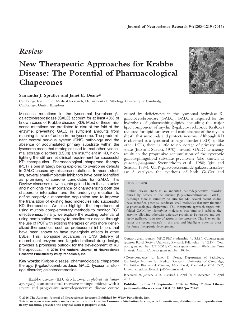 New Therapeutic Approaches for Krabbe Disease: the Potential of Pharmacological Chaperones