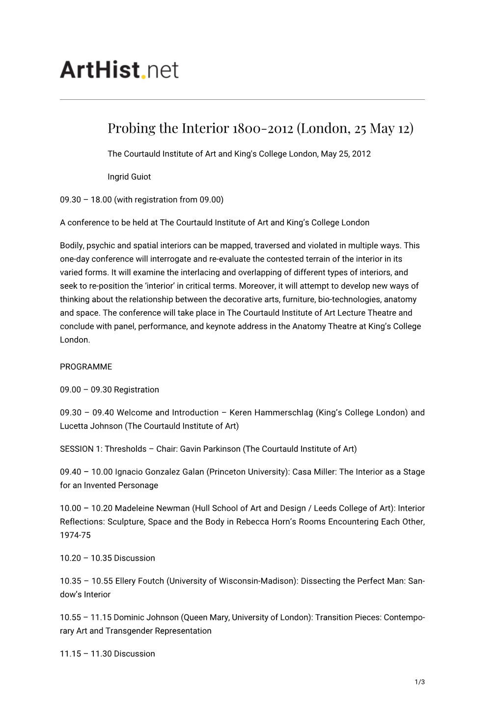 Probing the Interior 1800-2012 (London, 25 May 12)