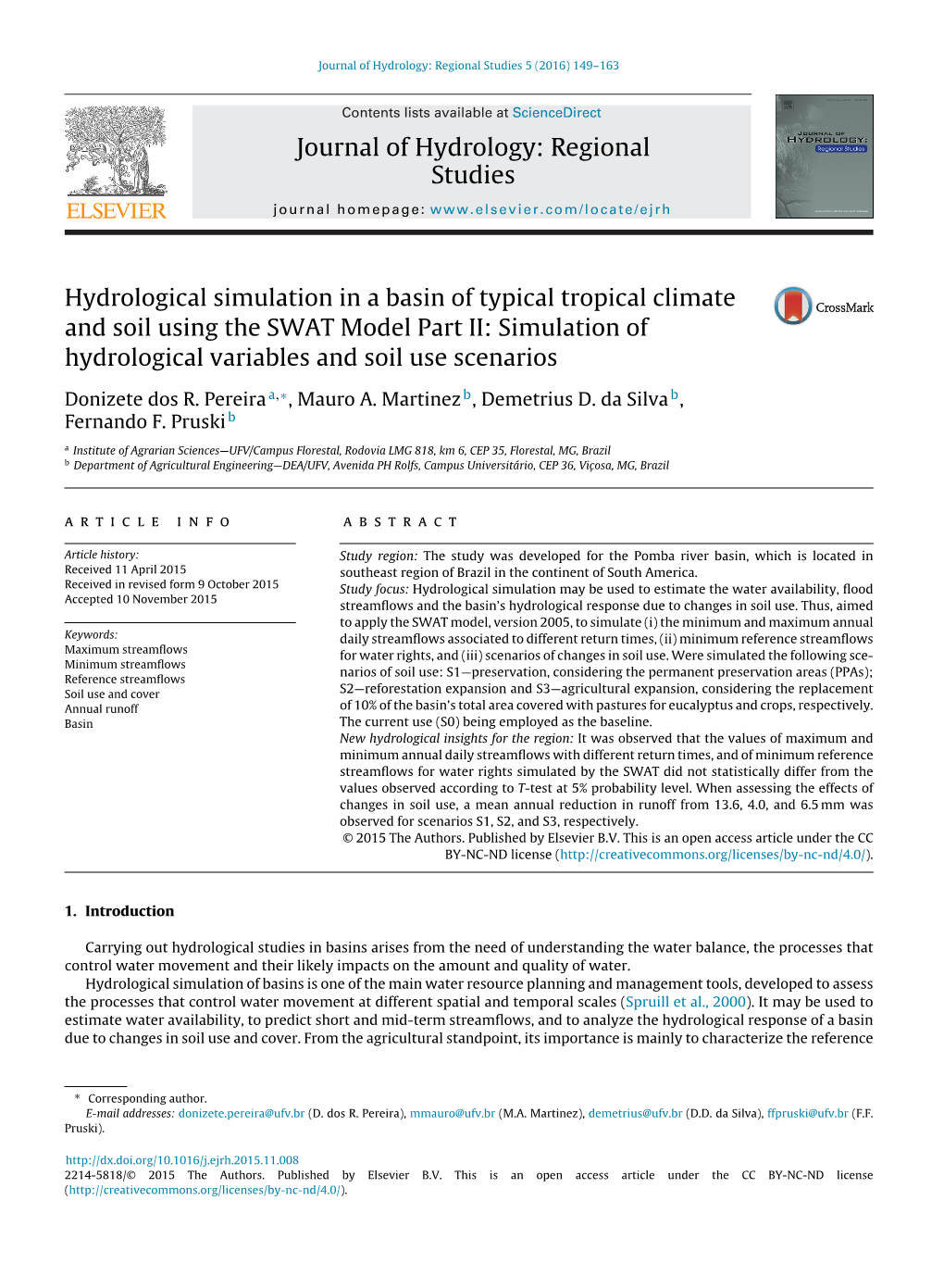 Hydrological Simulation in a Basin of Typical Tropical Climate