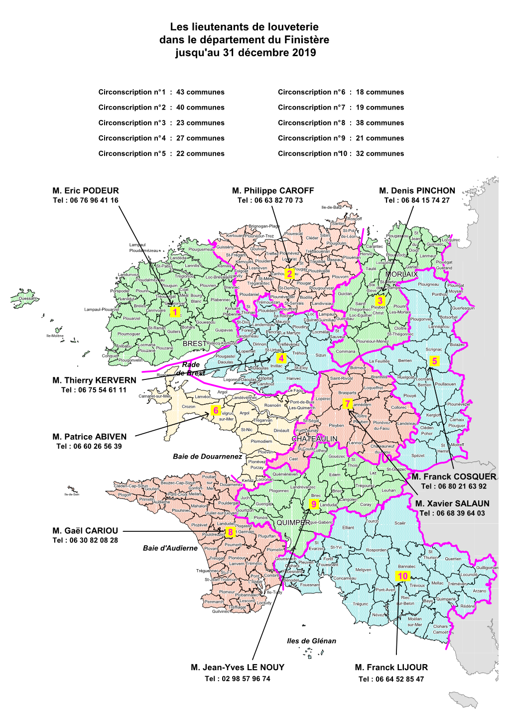 Les Lieutenants De Louveterie Dans Le Département Du Finistère Jusqu'au 31 Décembre 2019