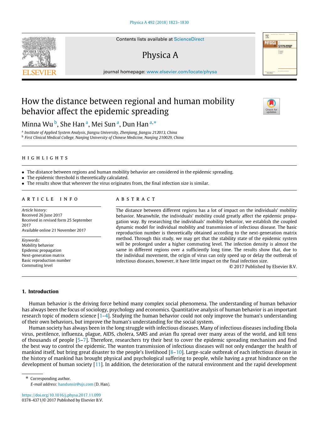 How the Distance Between Regional and Human Mobility Behavior Affect the Epidemic Spreading