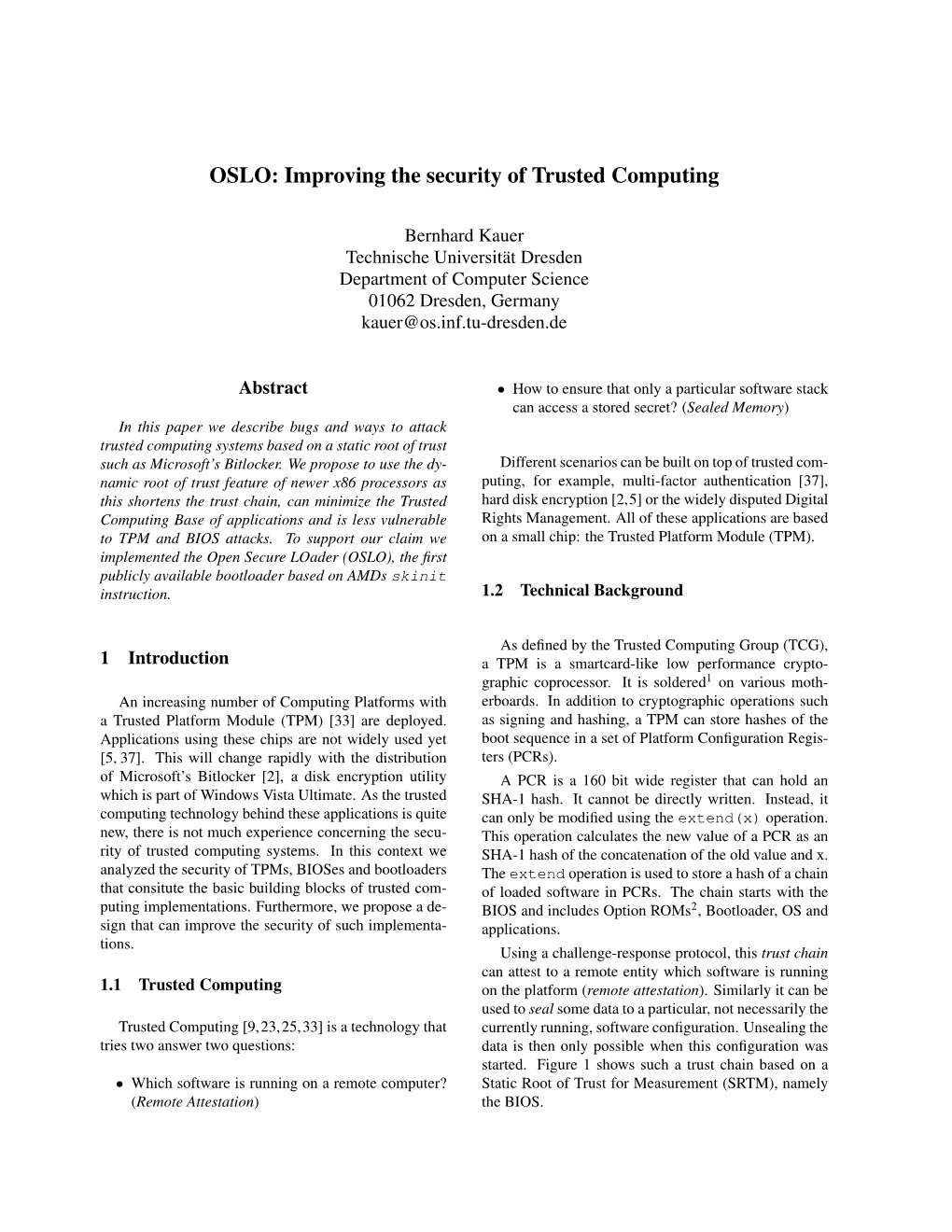 OSLO: Improving the Security of Trusted Computing