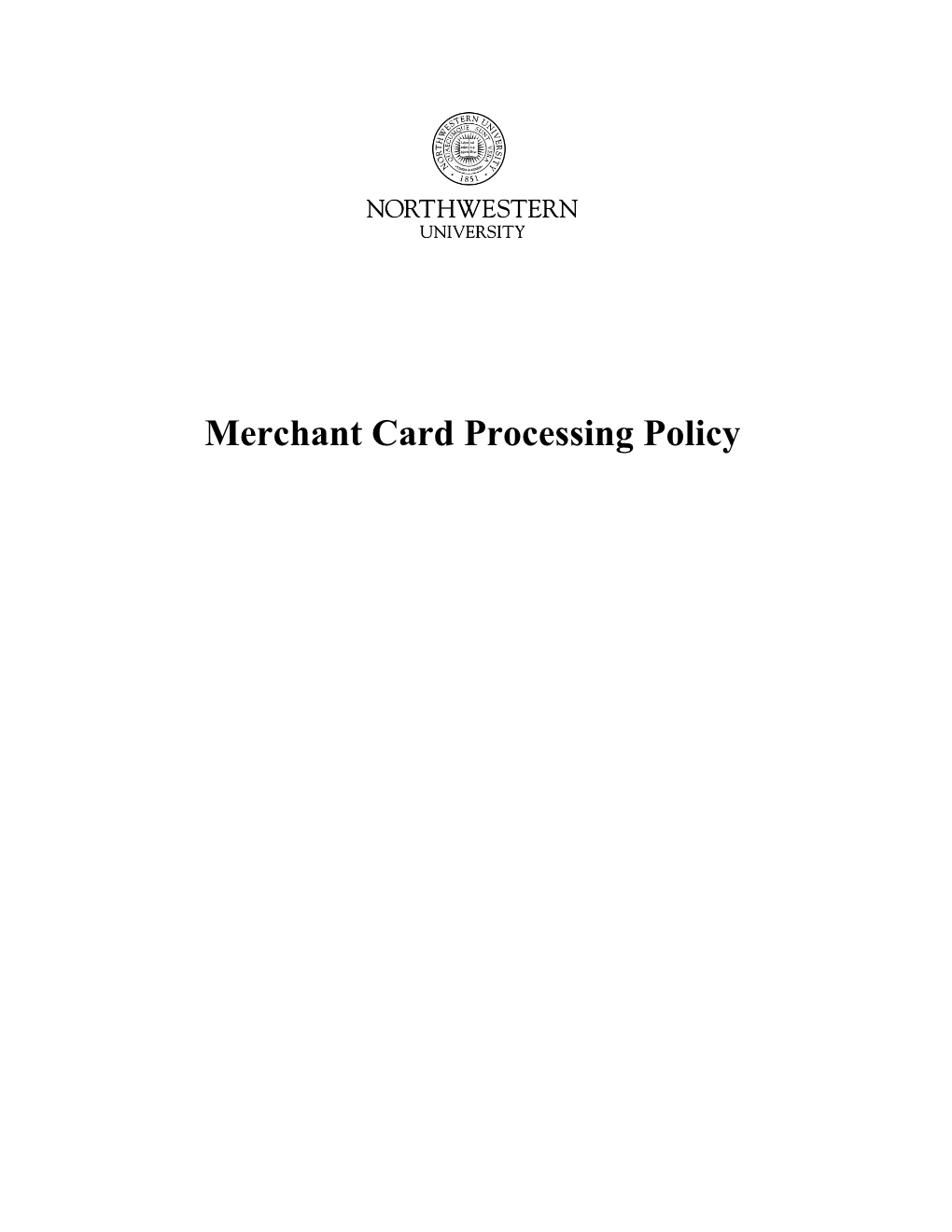 NU Merchant Card Processing Policy