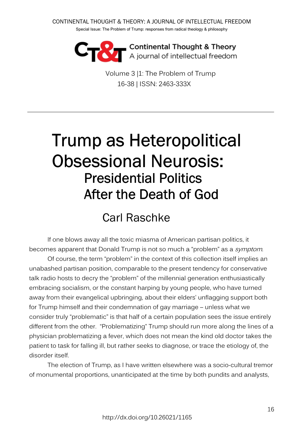 Trump As Heteropolitical Obsessional Neurosis: Presidential Politics After the Death of God