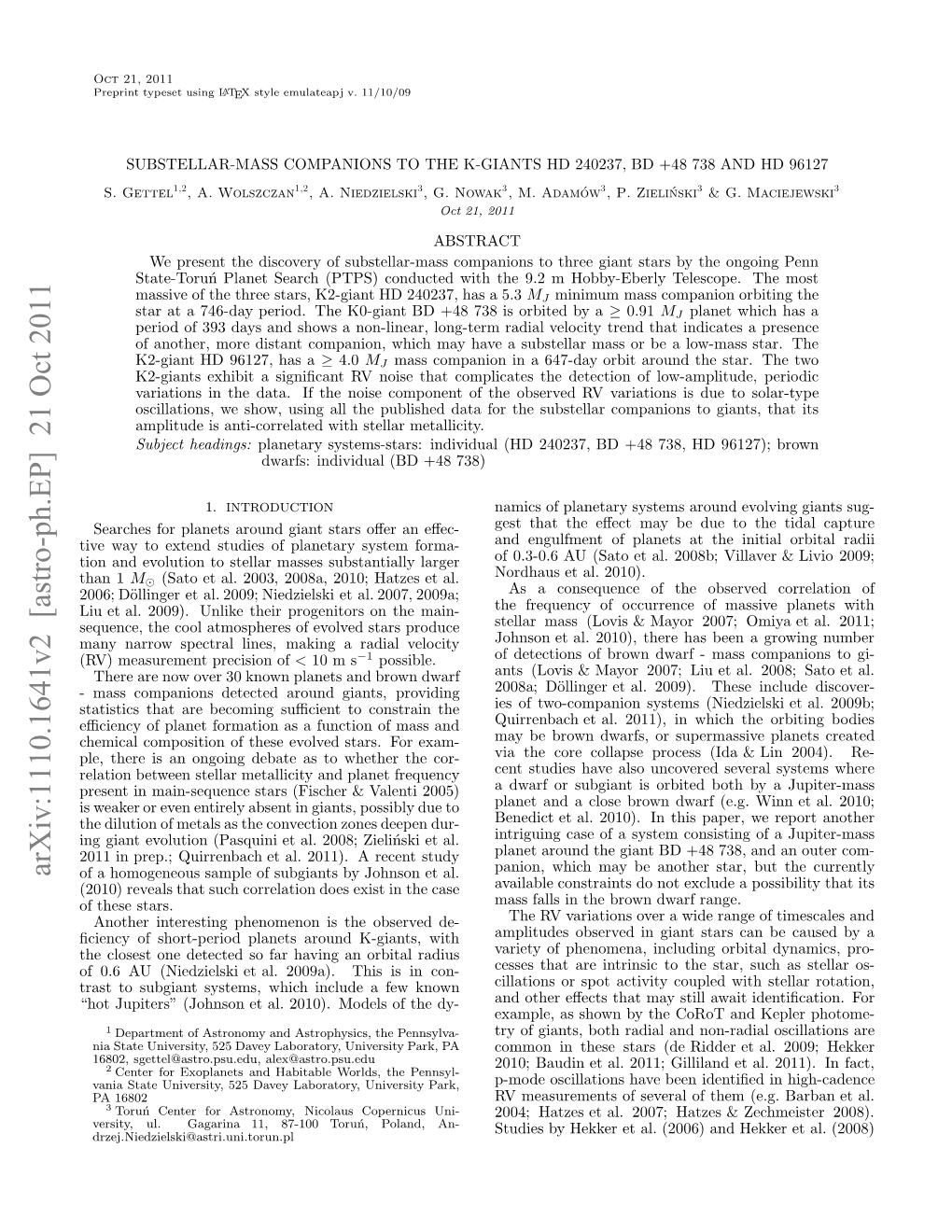 Substellar-Mass Companions to the K-Giants HD 240237, BD+ 48 738