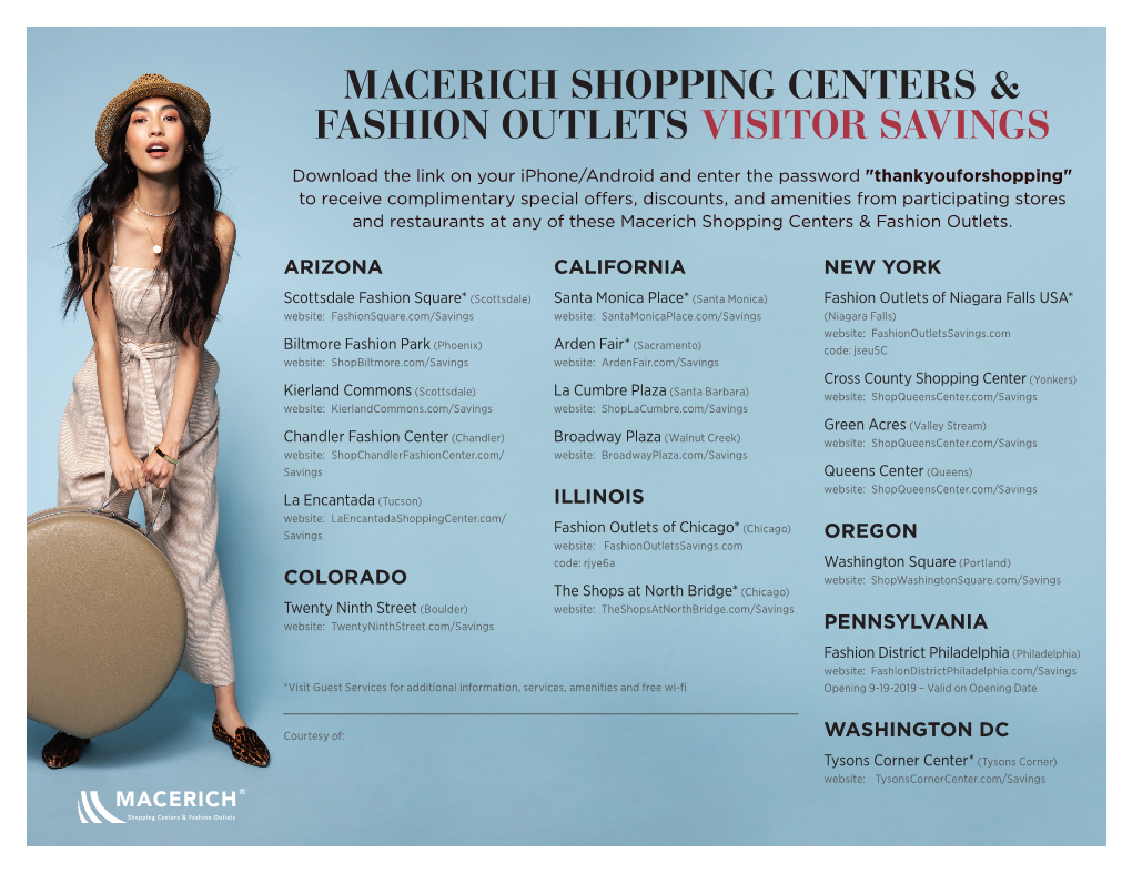 Macerich Shopping Centers & Fashion Outlets Visitor