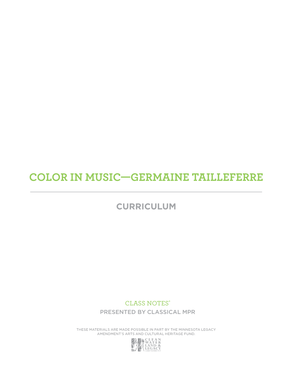 Color in Music—Germaine Tailleferre
