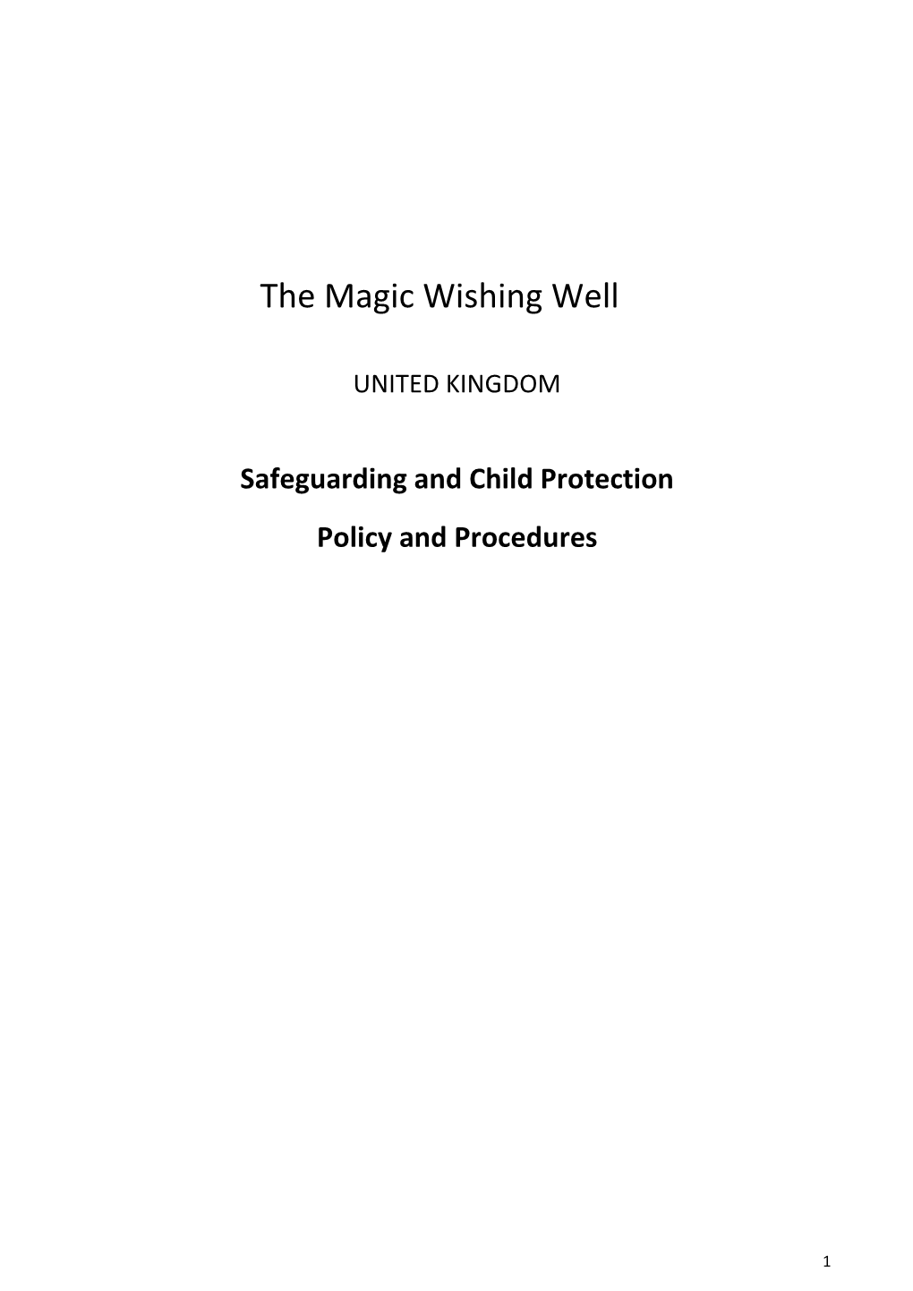 Safeguarding and Child Protection Policy and Procedures