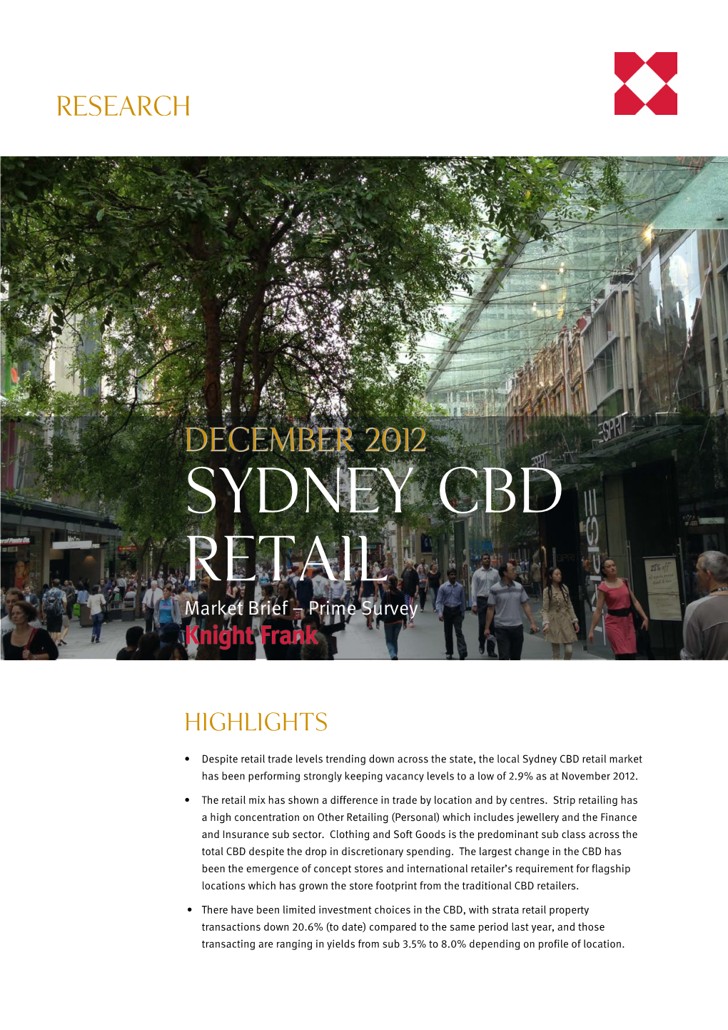 SYDNEY CBD RETAIL Market Brief – Prime Survey