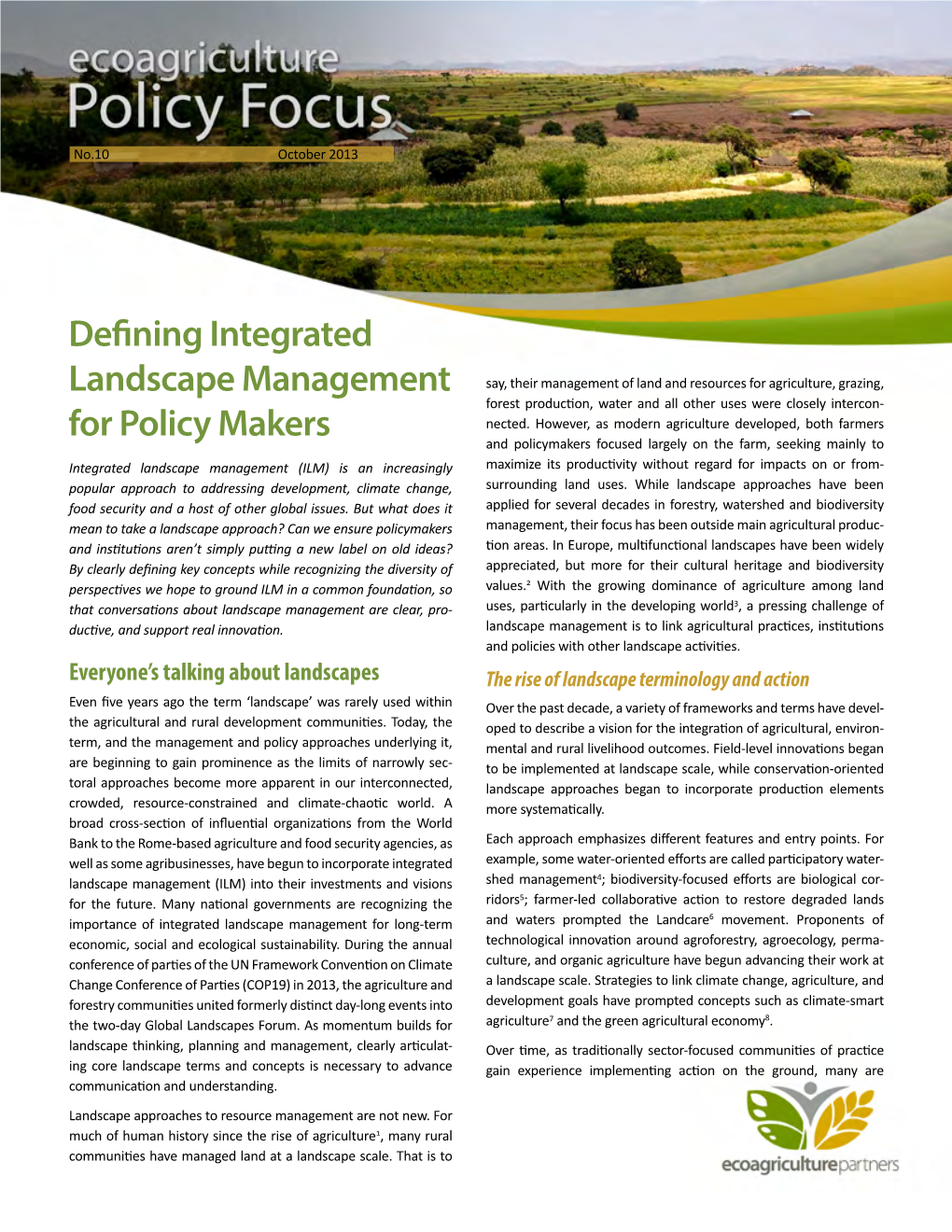 Defining Integrated Landscape Management for Policy Makers