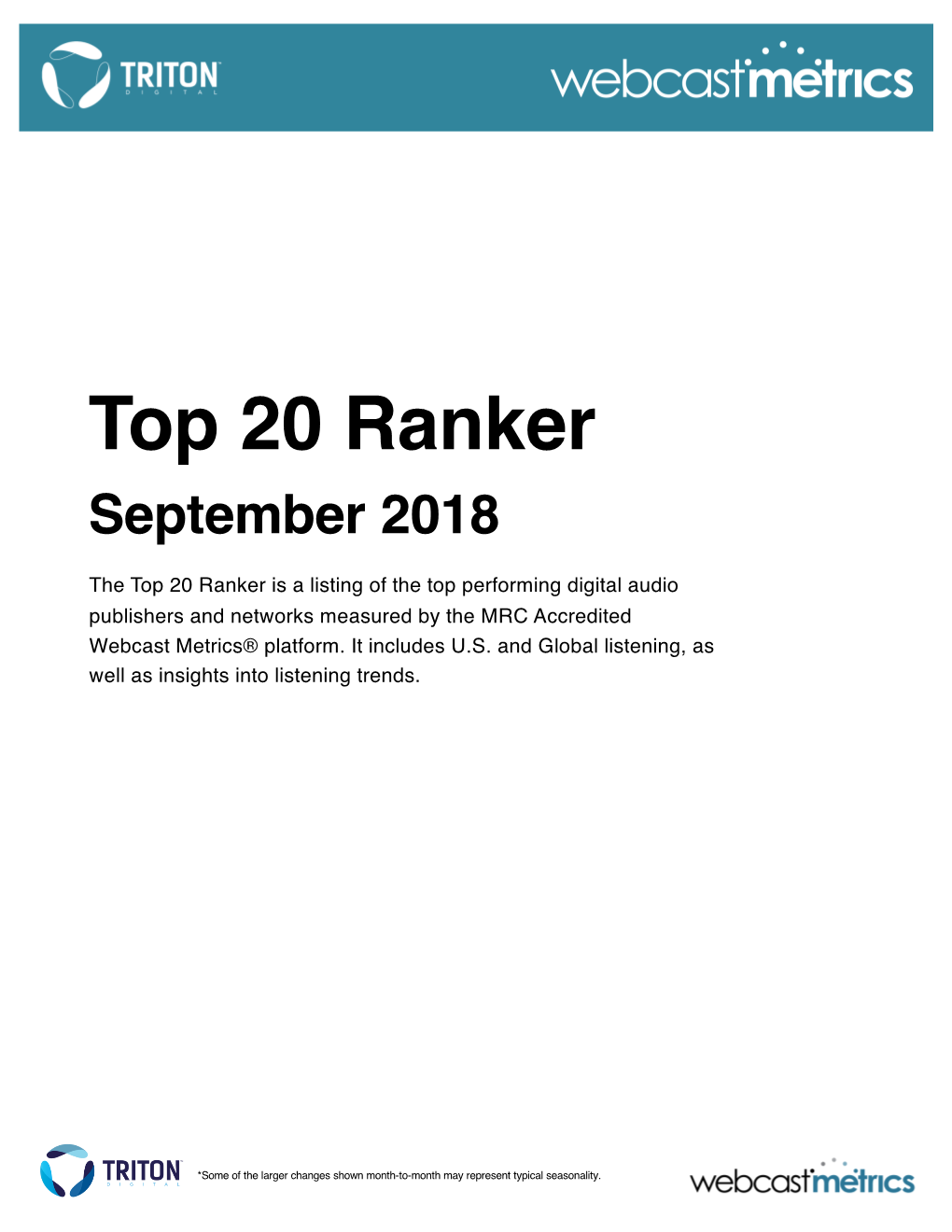 Top 20 Ranker September 2018