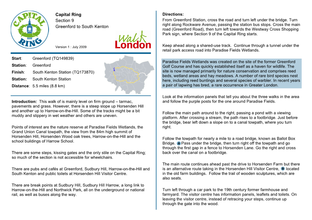 Capital Ring Section 9 Greenford to South Kenton