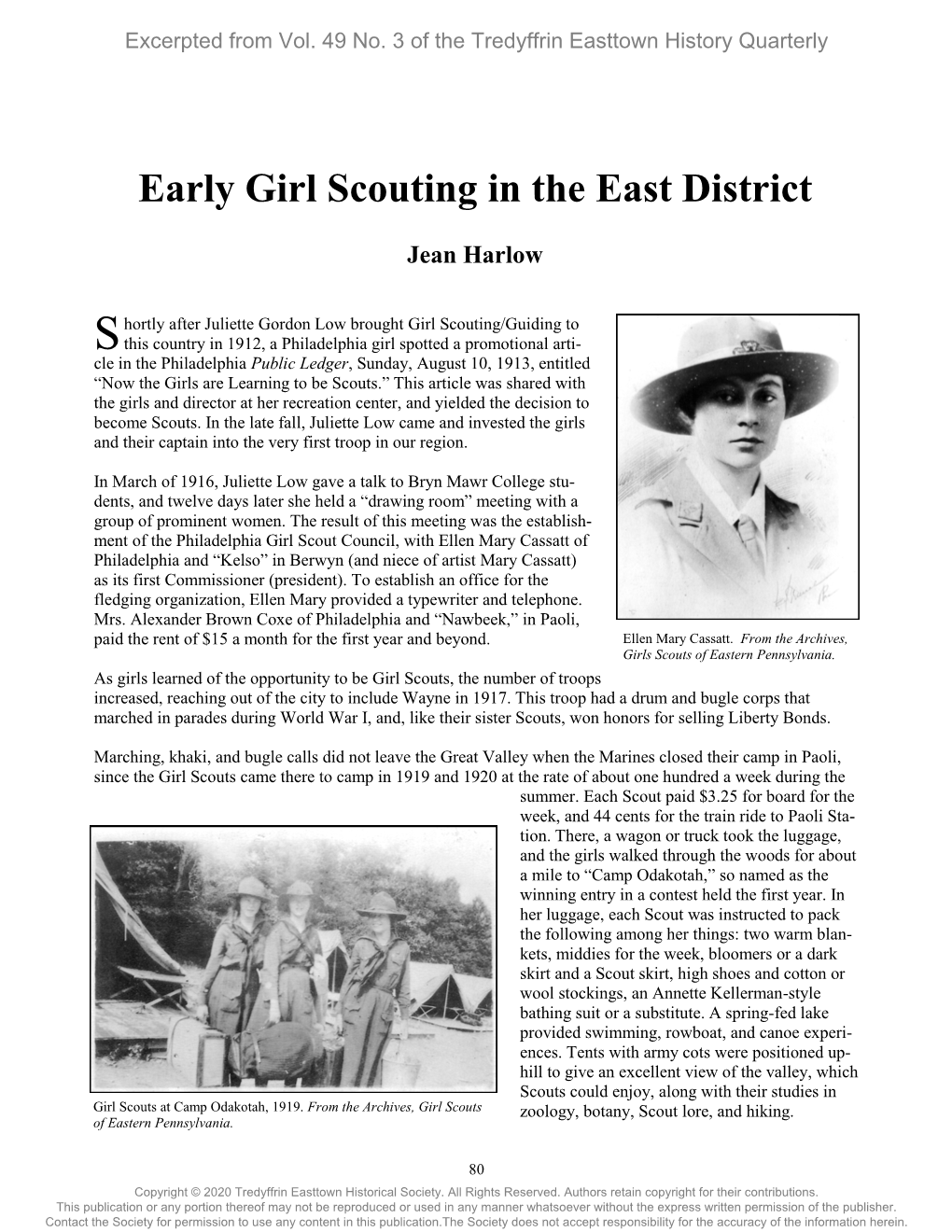 Early Girl Scouting in the East District