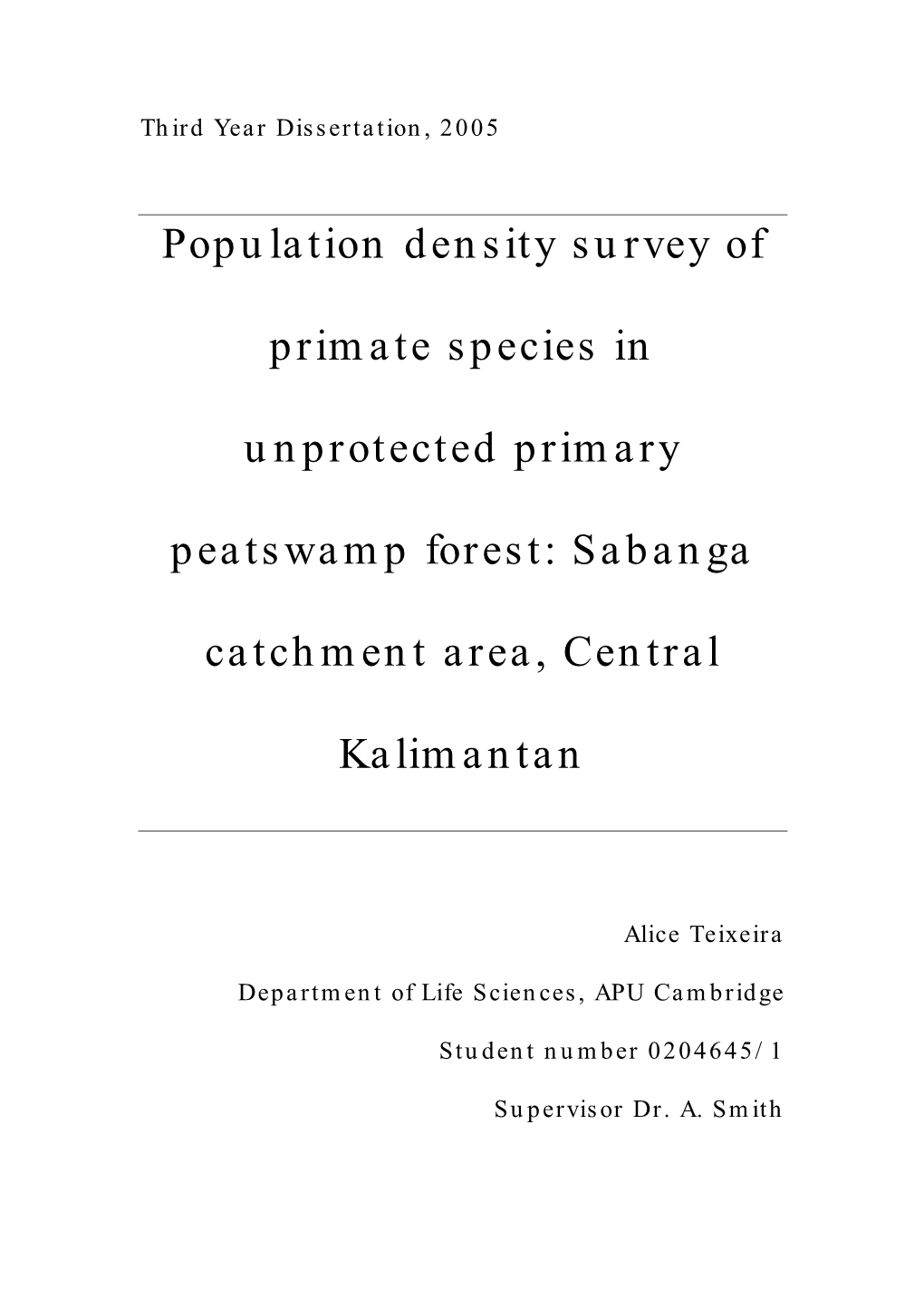 Population Density Survey of Primate