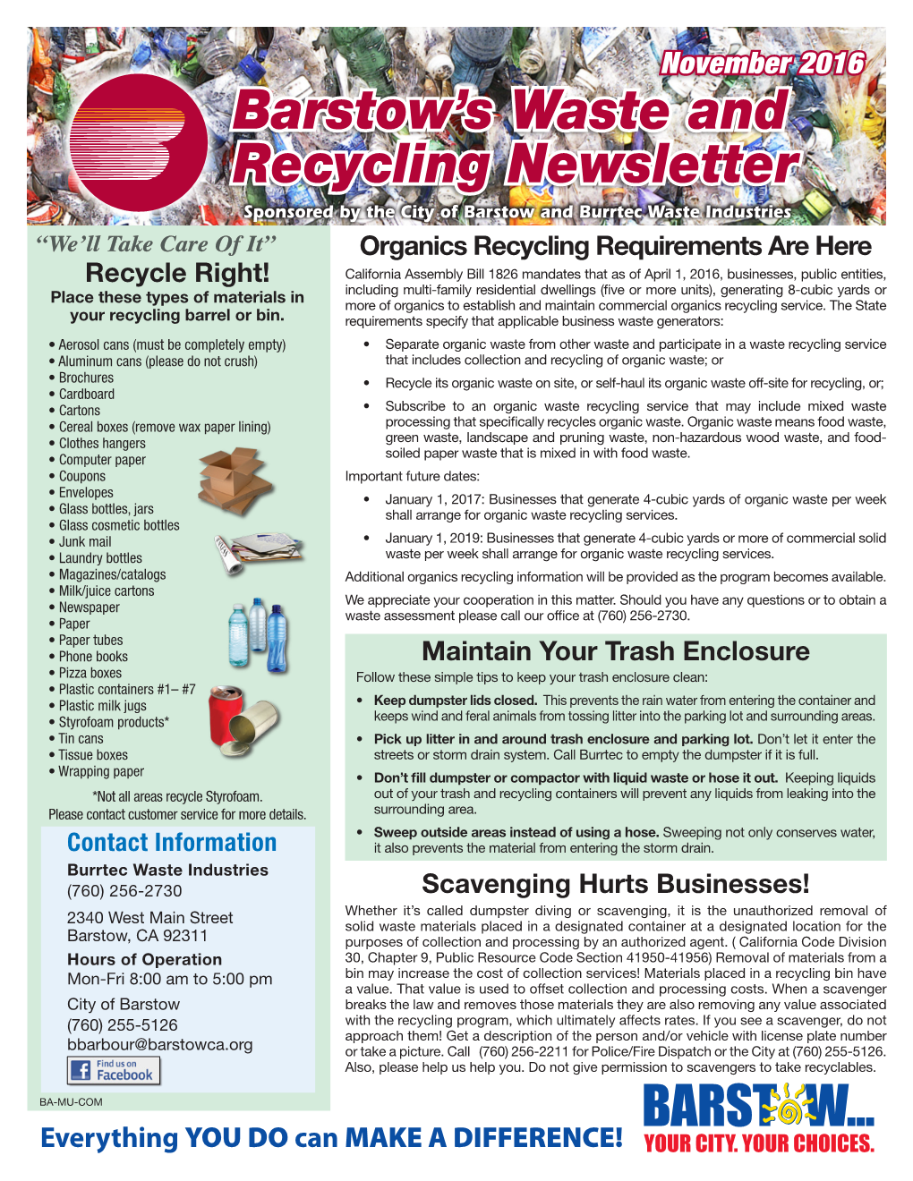 Barstow's Waste and Recycling Newsletter