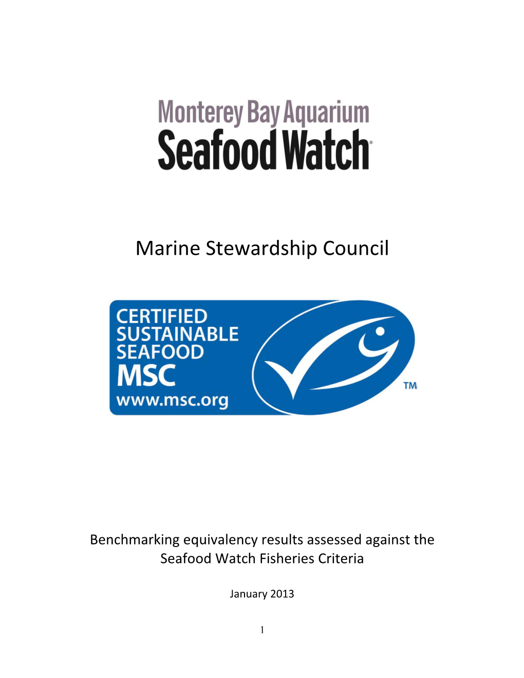 Marine Stewardship Council Benchmark