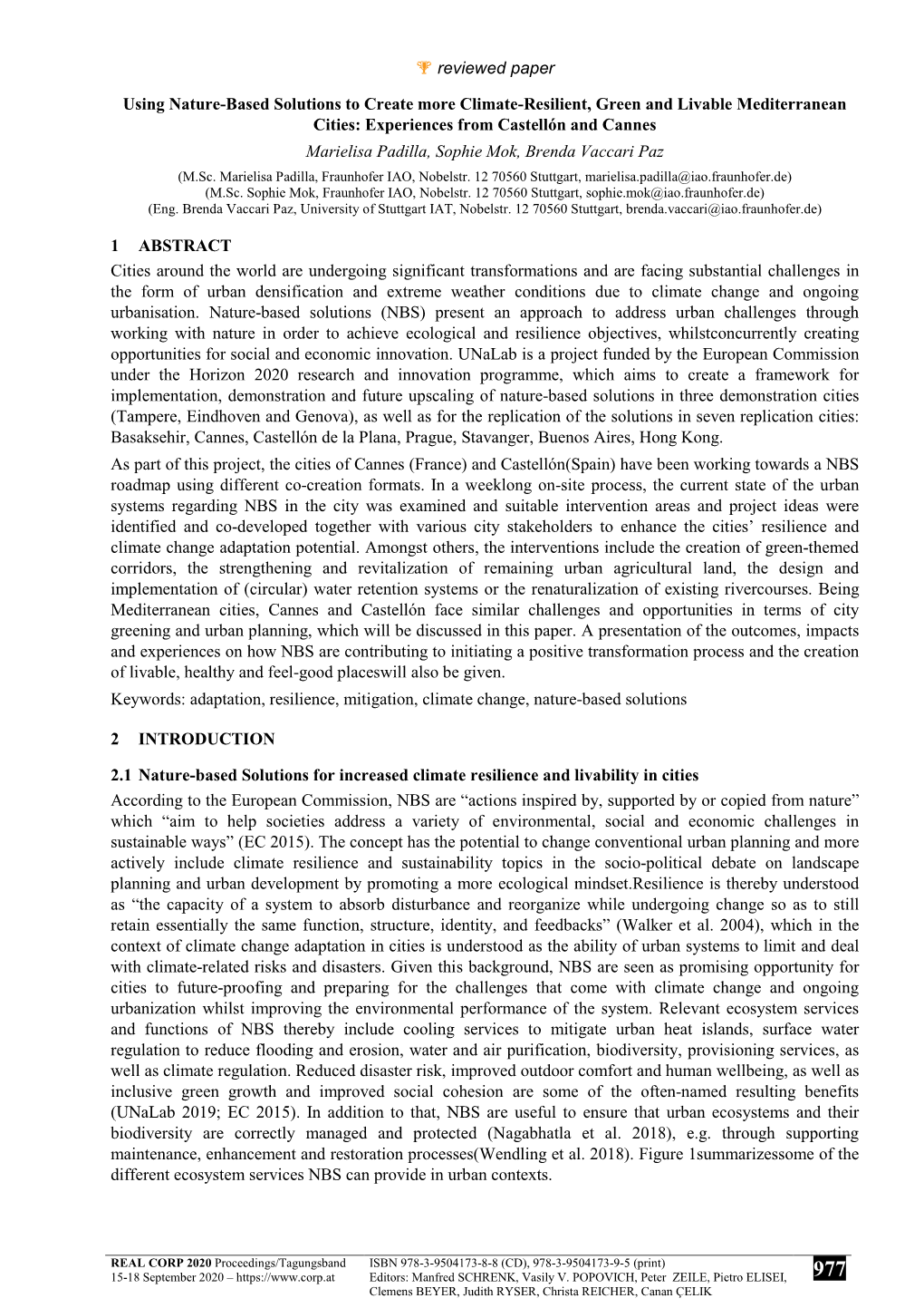 Reviewed Paper Using Nature-Based Solutions to Create More Climate