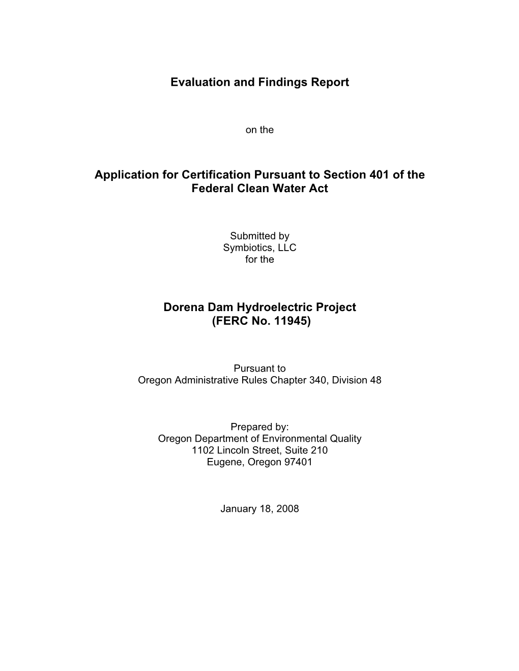 Evaluation and Findings Report