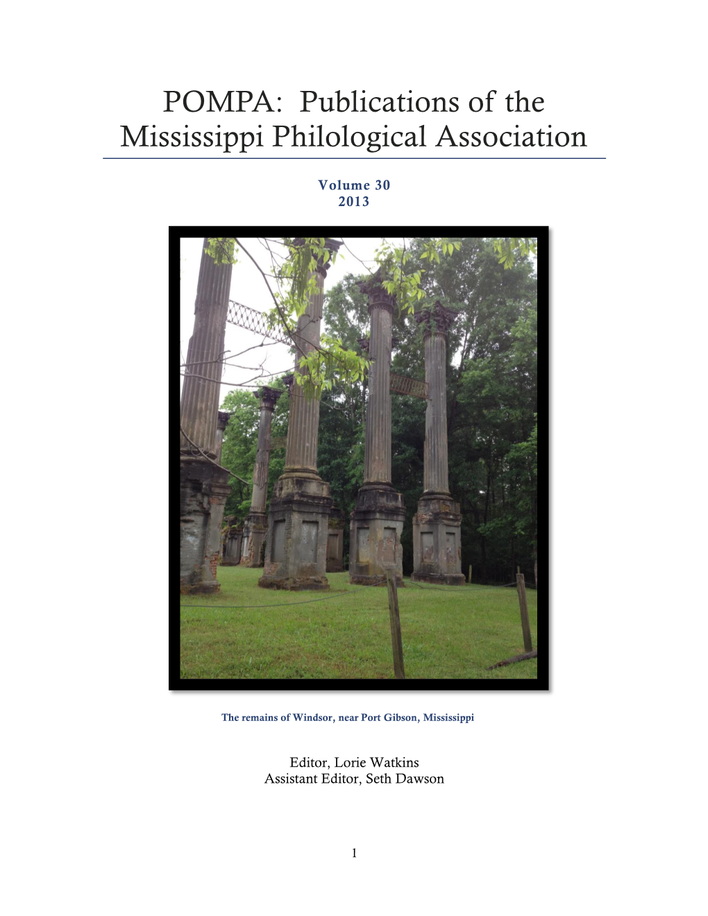 Publications of the Mississippi Philological Association