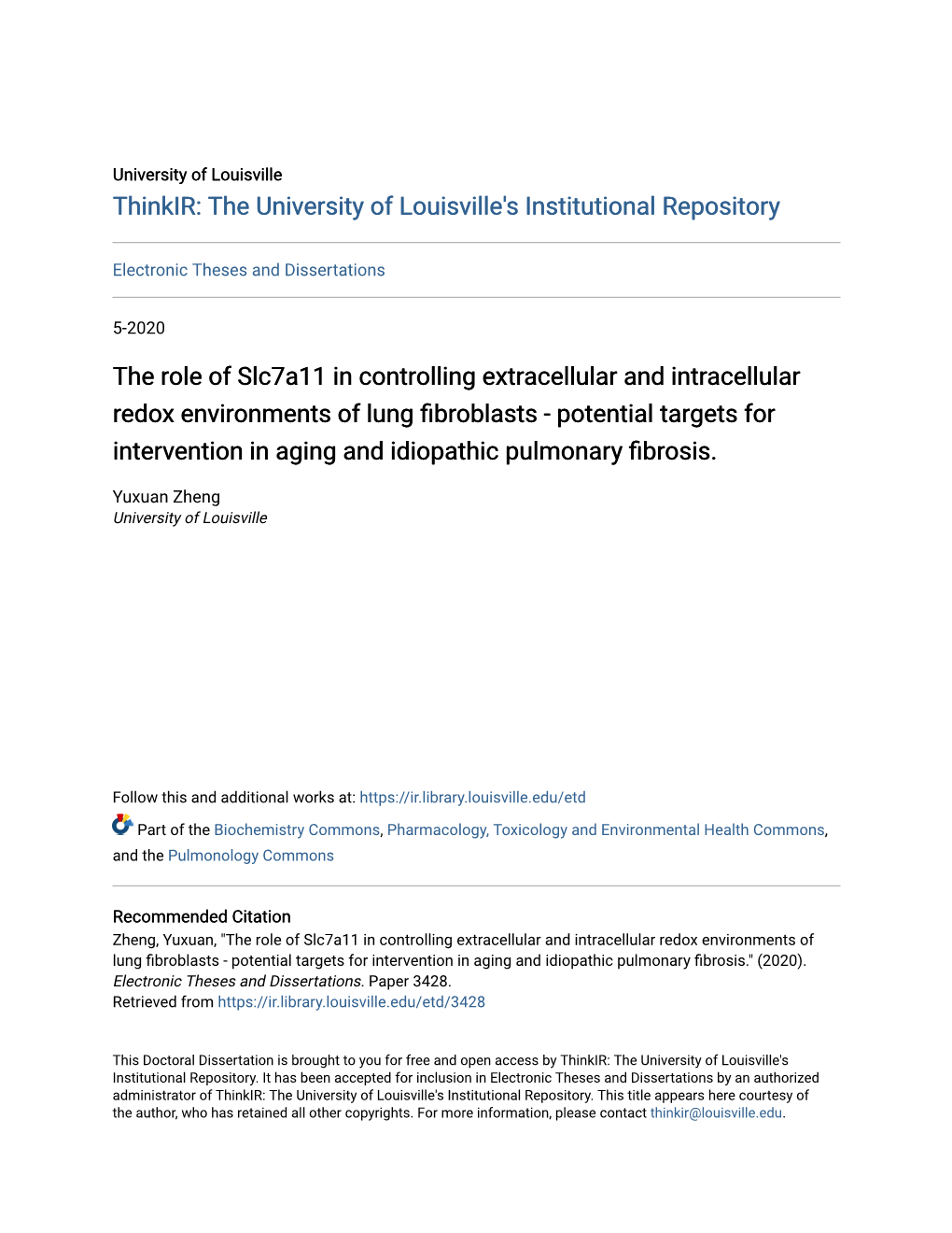 The Role of Slc7a11 in Controlling Extracellular And