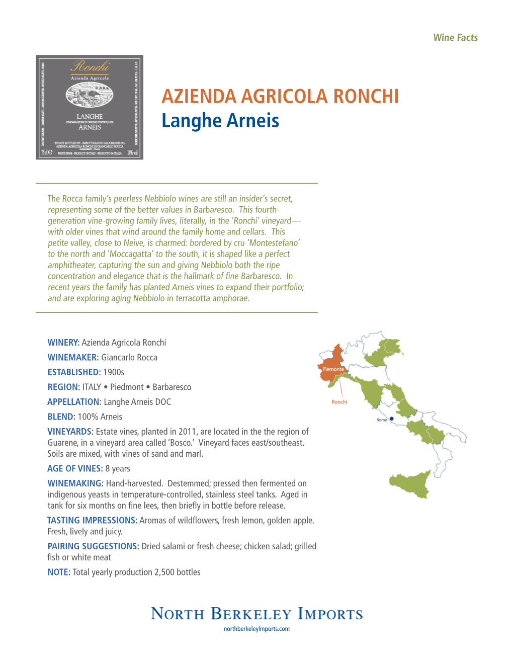 AZIENDA AGRICOLA RONCHI Langhe Arneis