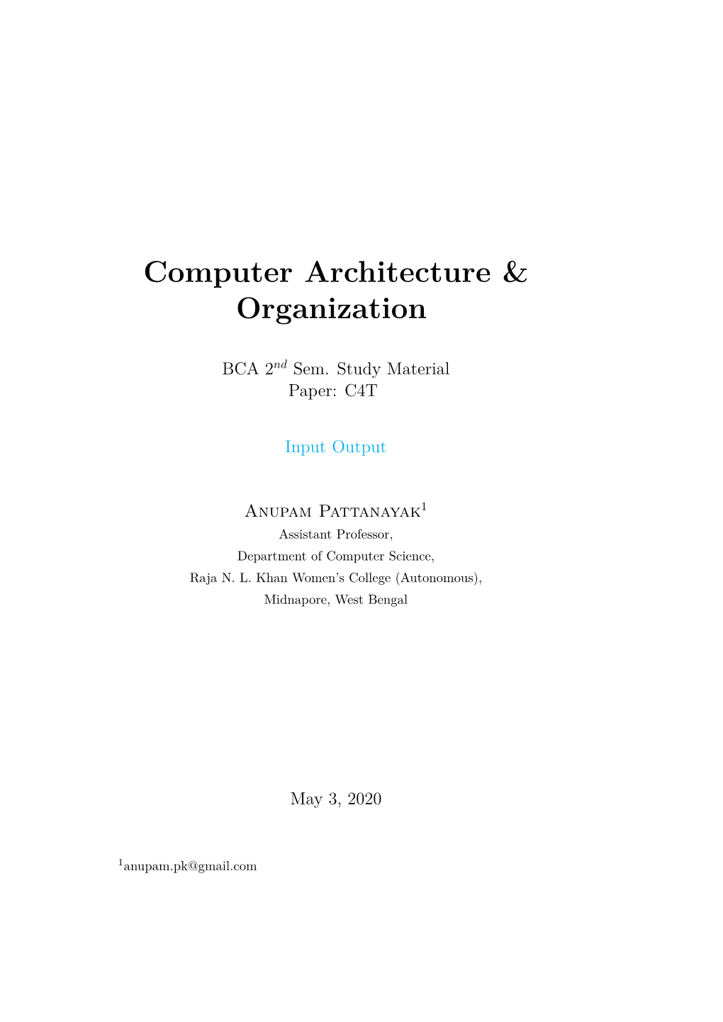 Computer Architecture & Organization