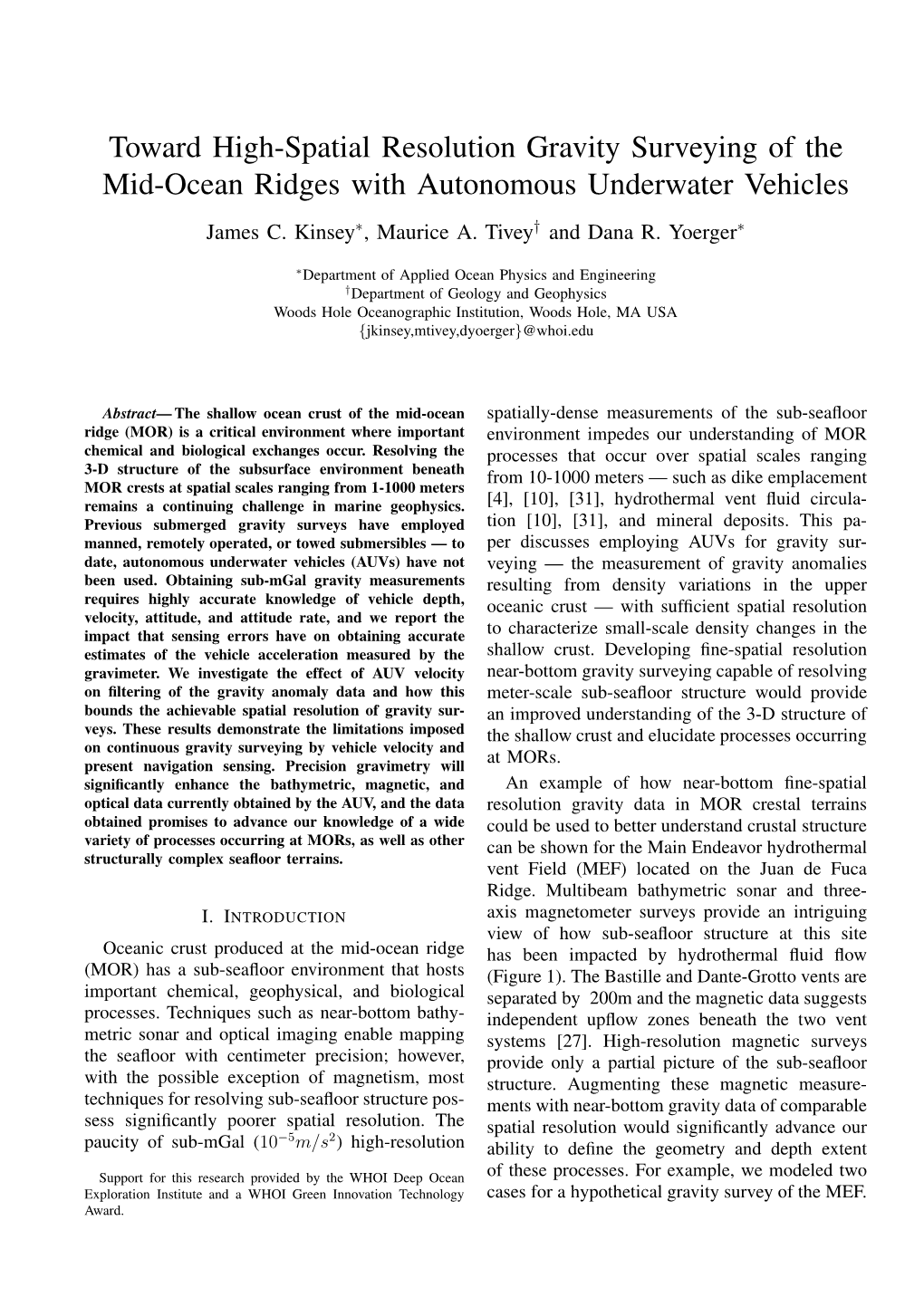 Toward High-Spatial Resolution Gravity Surveying of the Mid-Ocean Ridges with Autonomous Underwater Vehicles James C