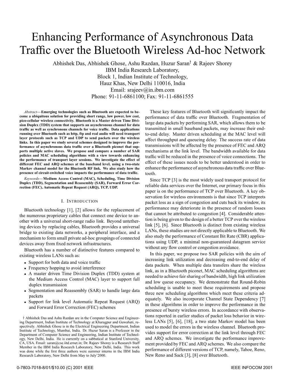 Enhancing Performance of Asynchronous Data Traffic Over The