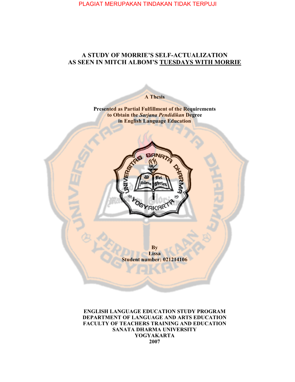 A Study of Morrie's Self-Actualization As Seen