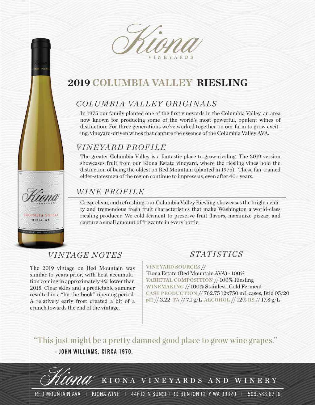 2019 Columbia Valley Riesling Spec Sheet PDF 2.7 MB